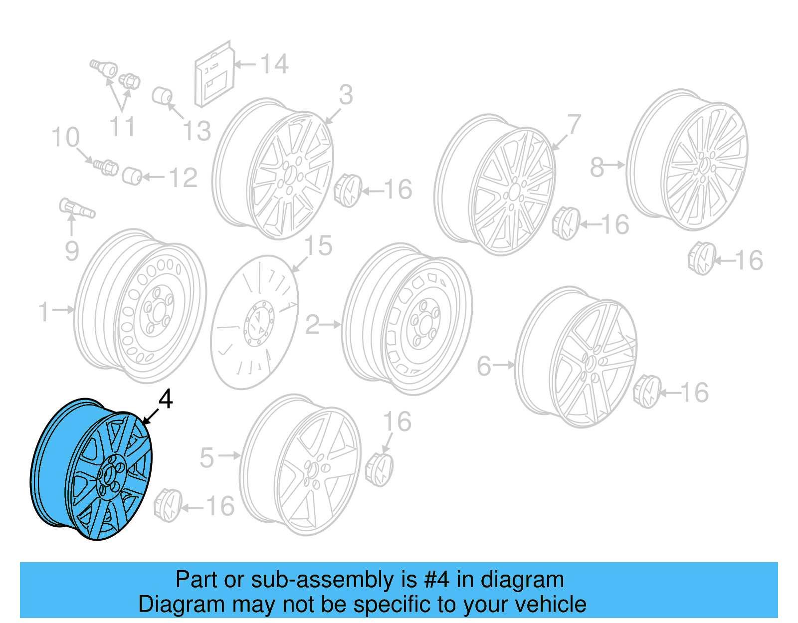 Wheel, Alloy 3C0-601-025-F-8Z8 - View 9