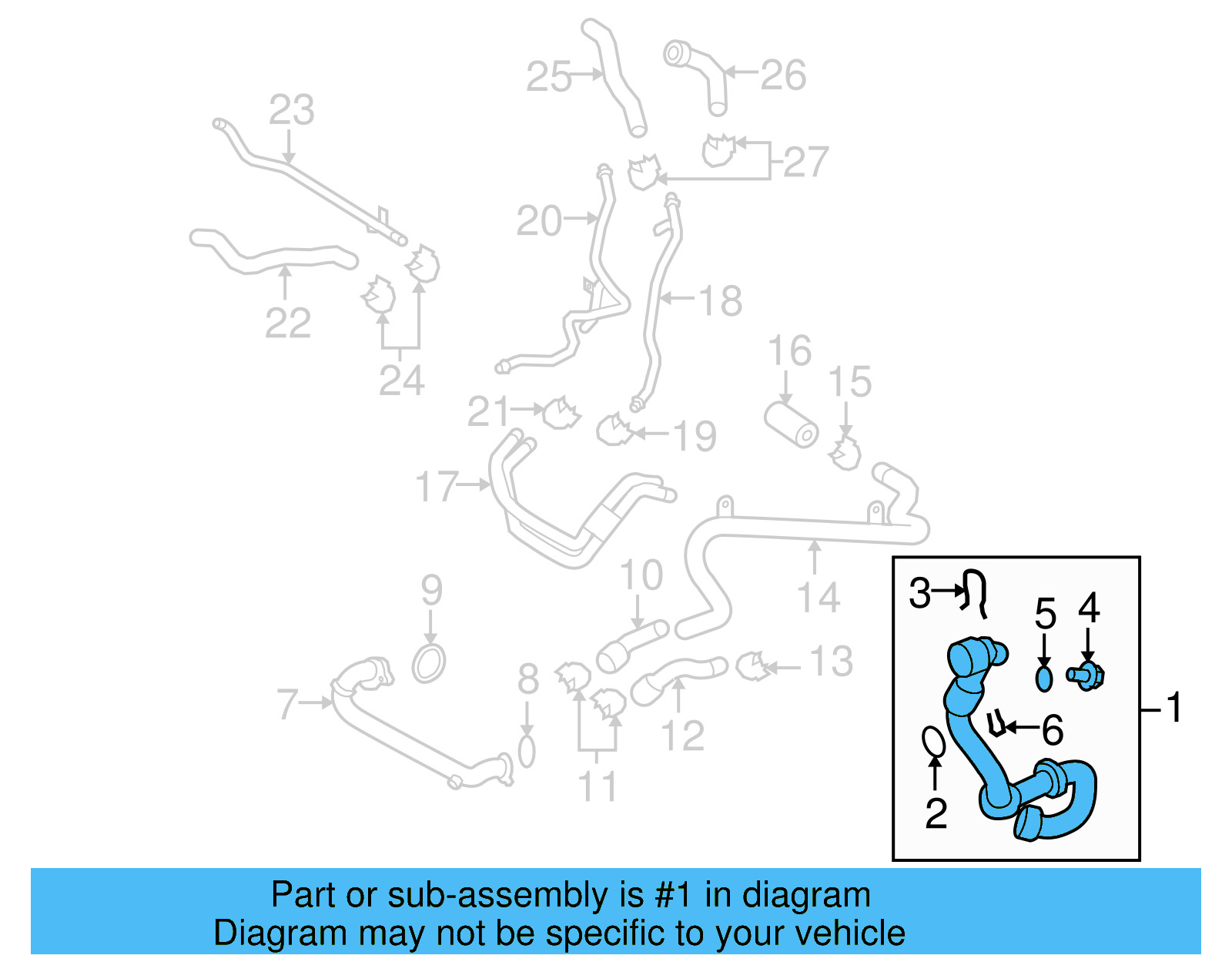 Upper Hose 7L6-122-051-AA - View 4