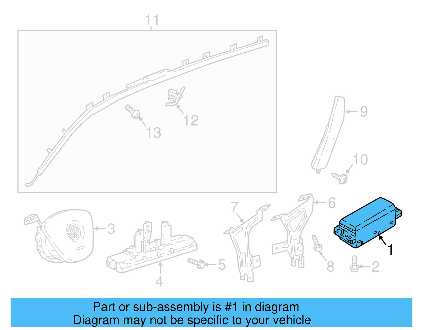 Passenger Air Bag 5NN-880-204-M - View 4
