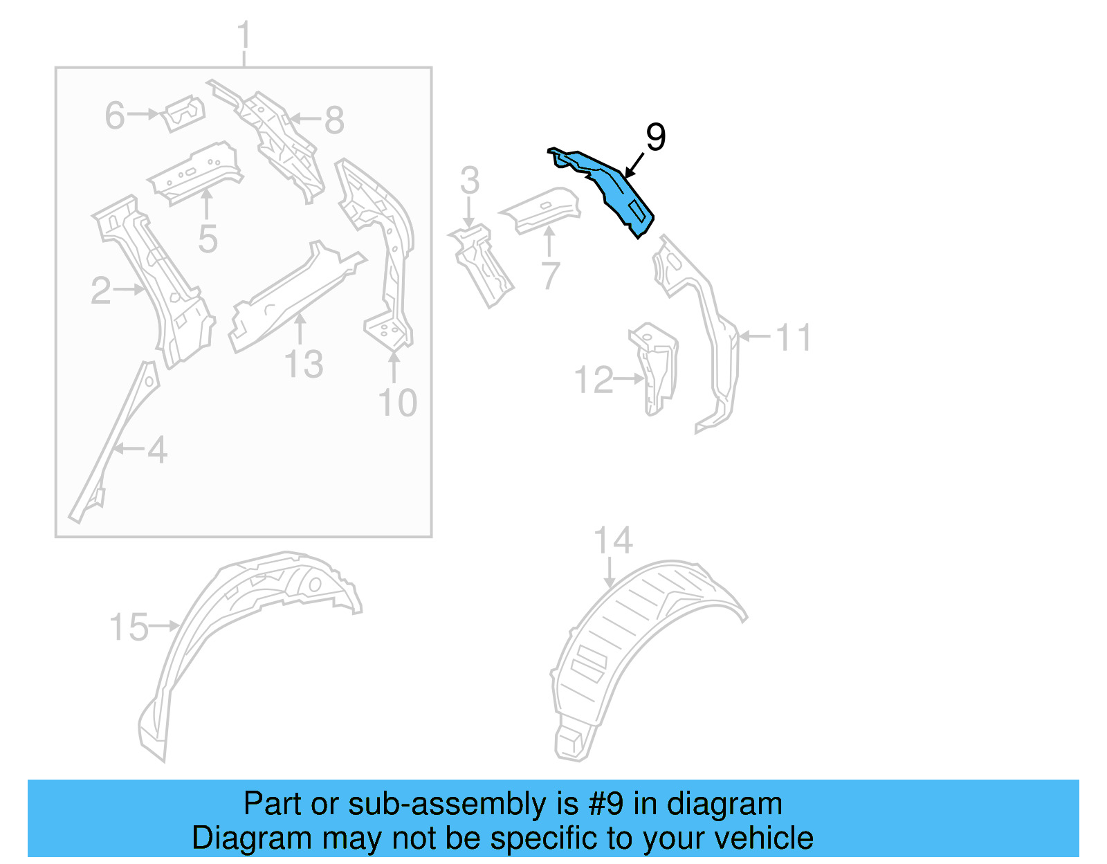Rear Pillar Upper Reinforced 7P6-809-071 - View 5