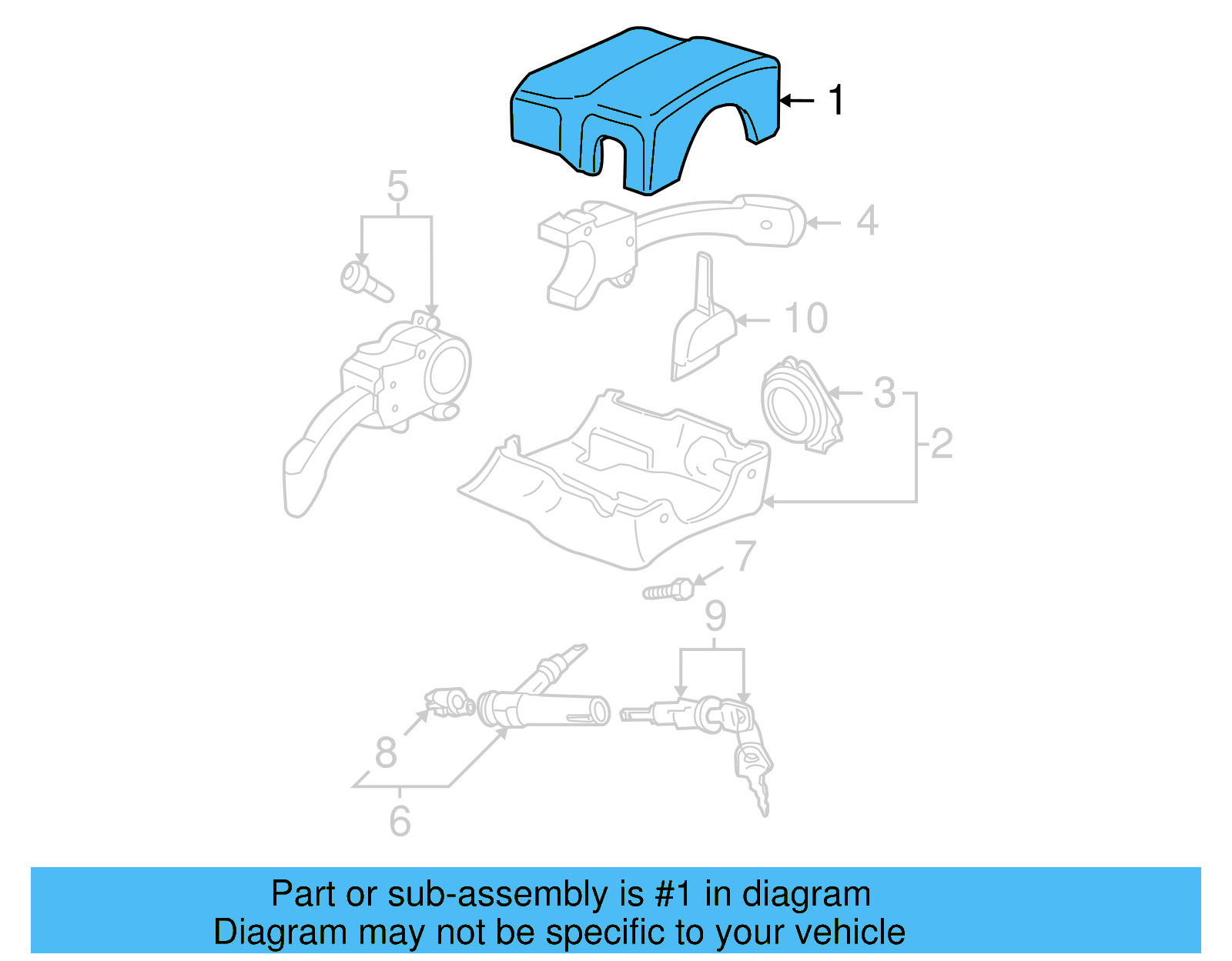 Upper Column Cover 1C0-858-565-C-62J - View 8