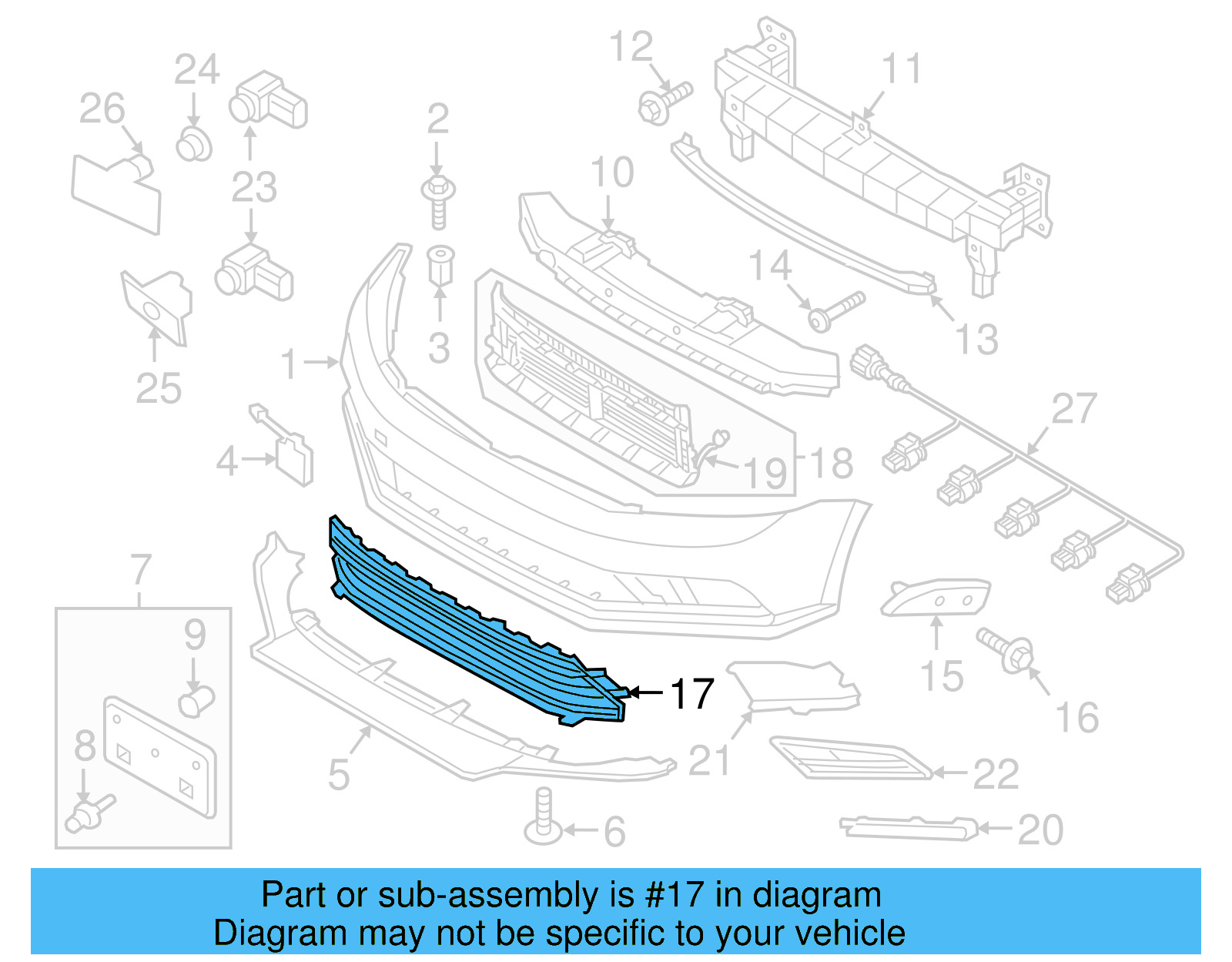 Lower Grille 5C6-853-677-Q-9B9 - View 14