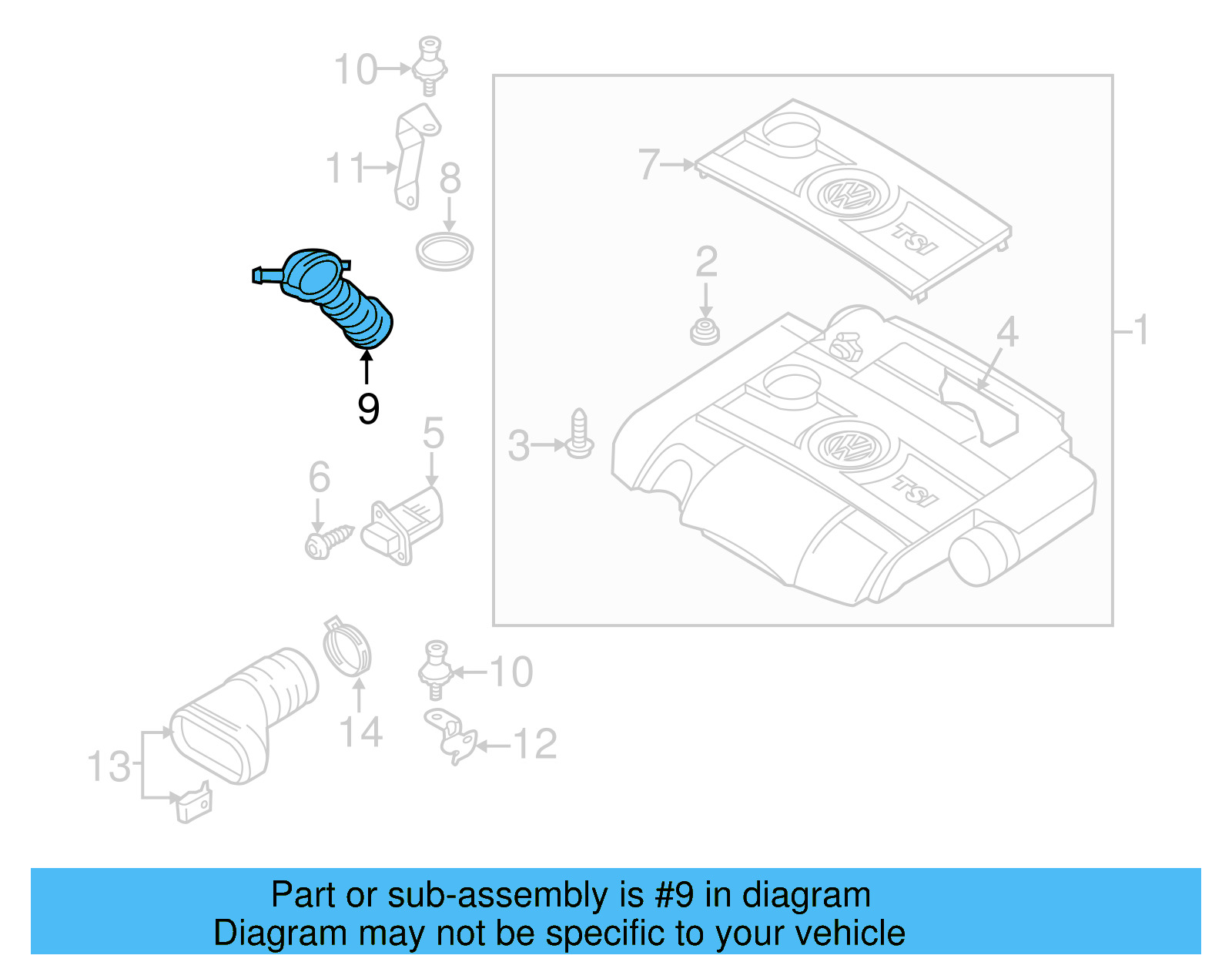 Intake Pipe 06F-129-627-H - View 6