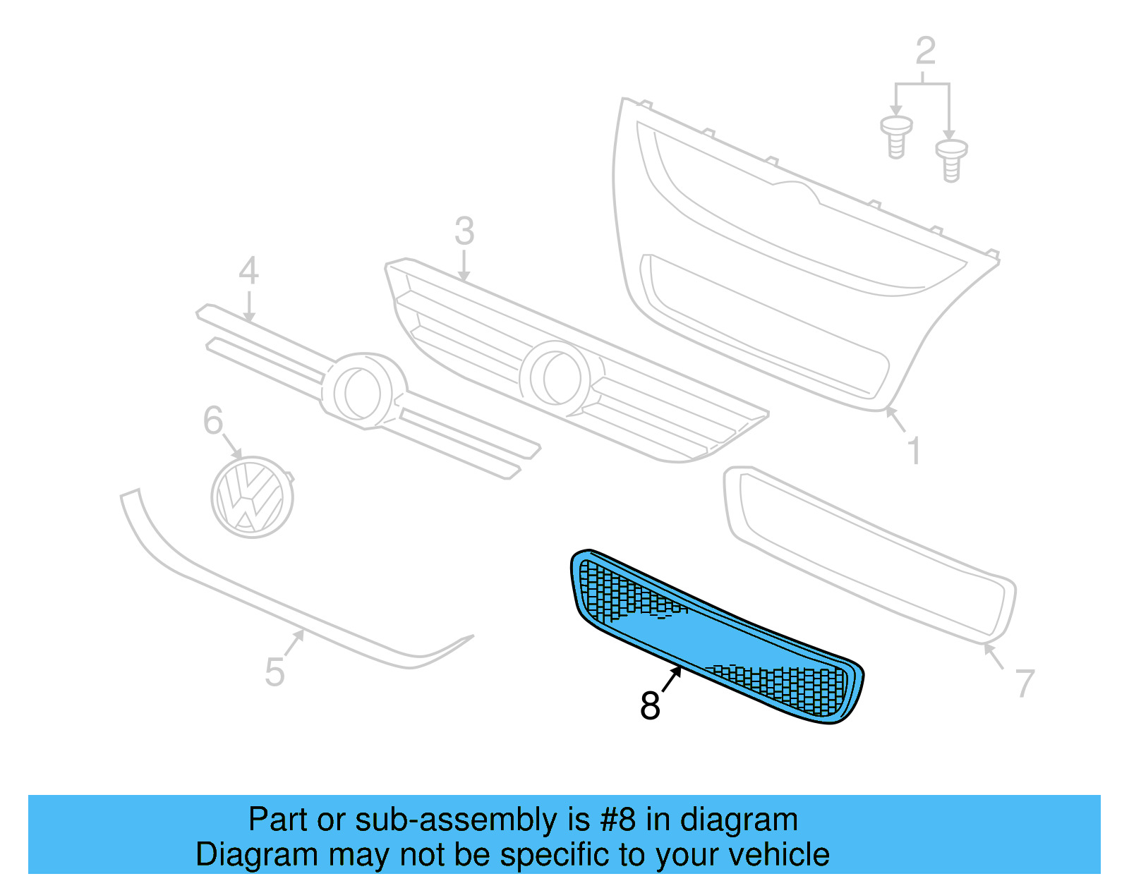 Lower Grille 7L6-853-678-F-9B9 - View 6