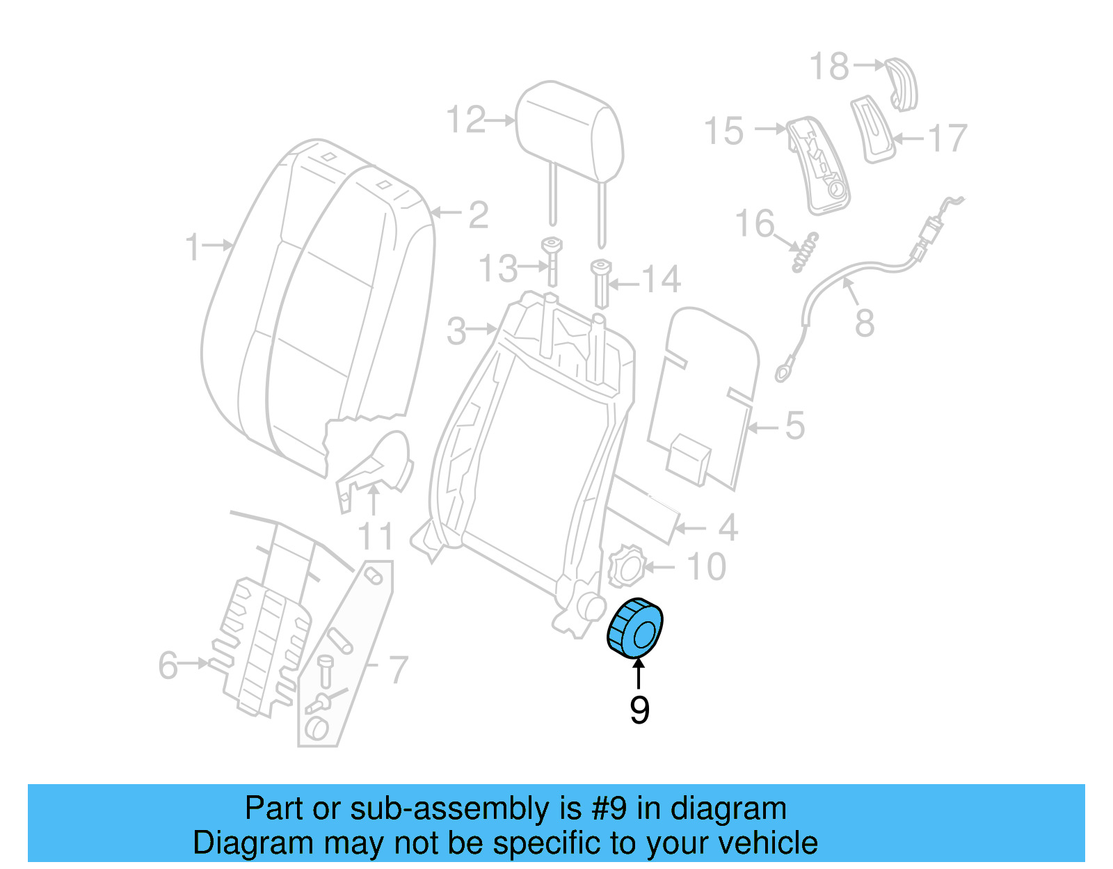 Recline Knob 1J0-881-671-H-95T - View 10