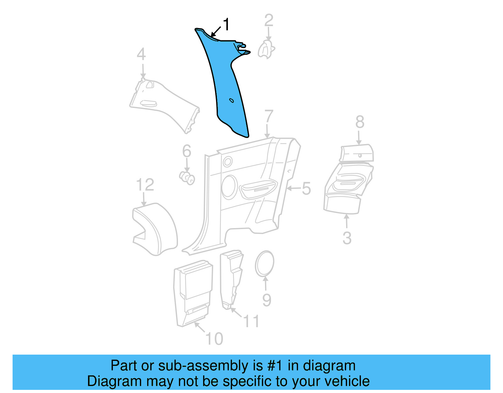 Quarter Pillar Trim 1C0-867-288-H-X30 - View 9