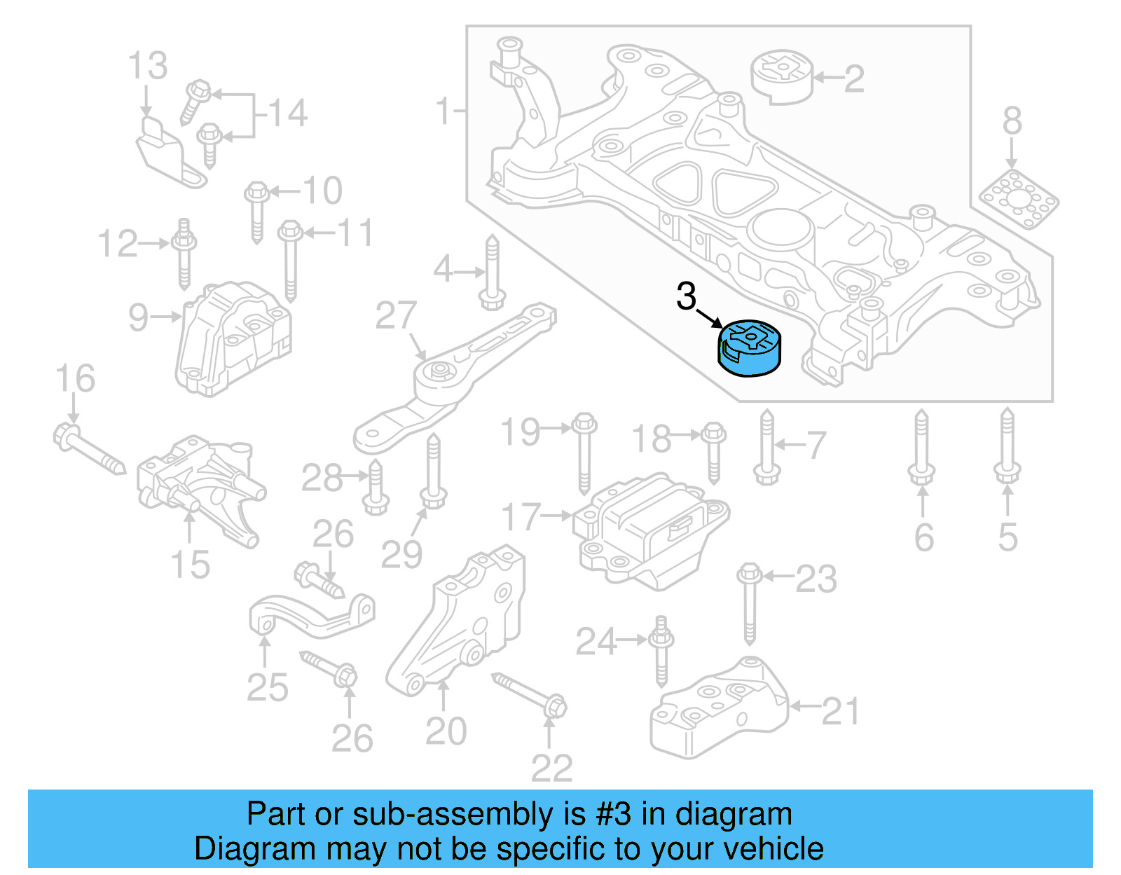 Engine Cradle Lower Insulator 1K0-199-867-R - View 4