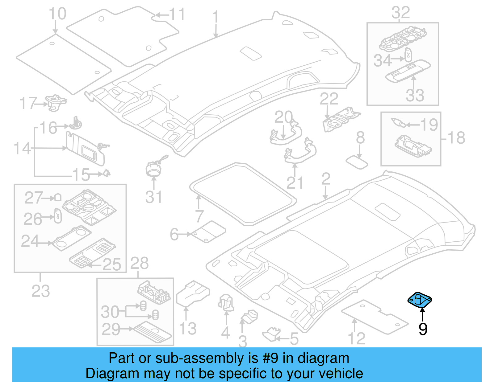 Sunroof Opening Trim Clip 5C6-867-785-D - View 4