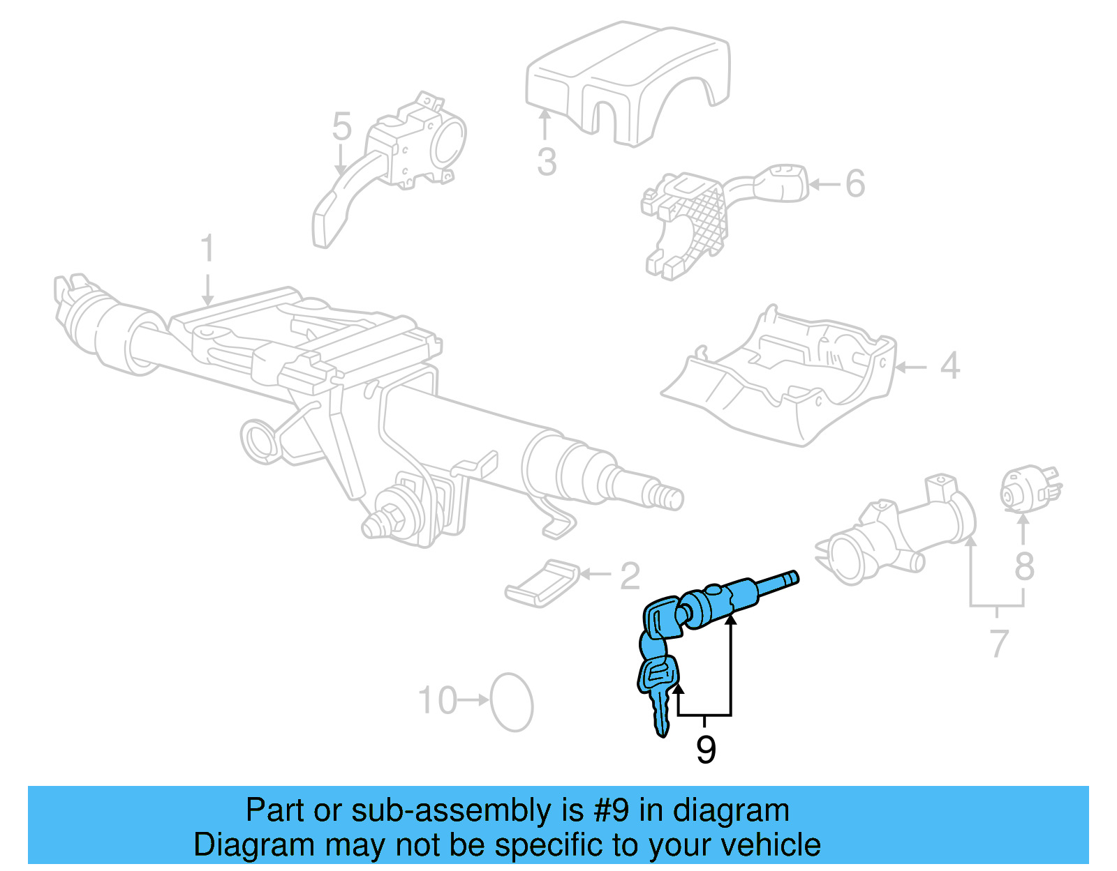 Ignition Lock Cylinder 3B0-905-855-H - View 5