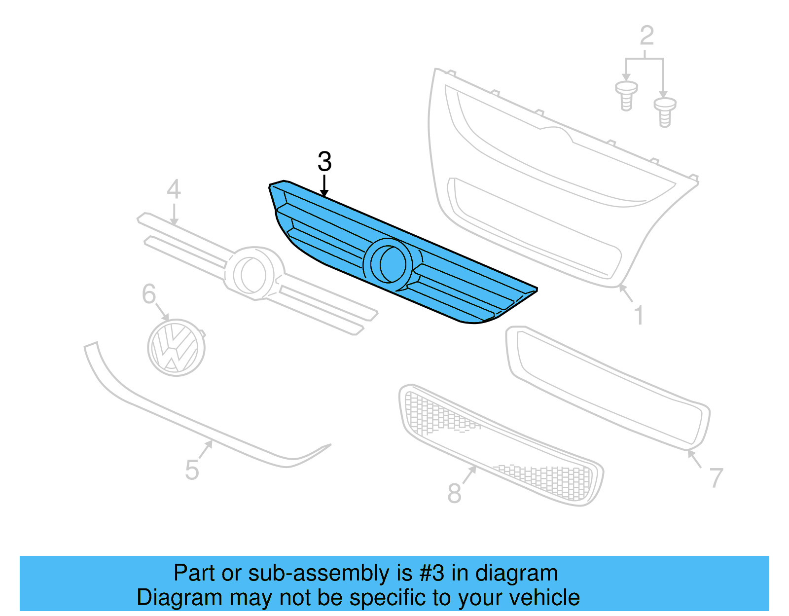 Upper Grille 7L6-853-653-J-9B9 - View 5