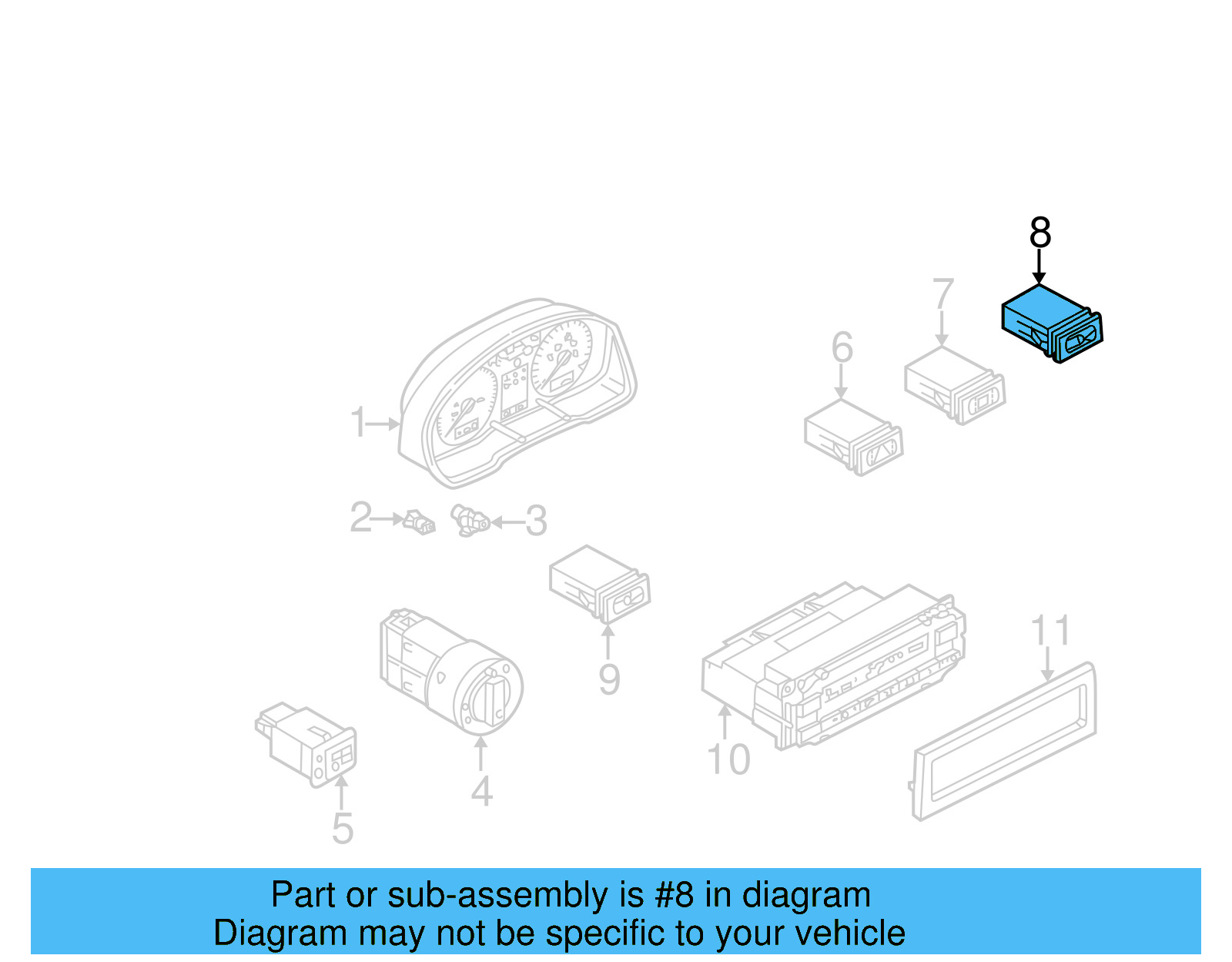 Seat Heat Switch 1J0-963-564-B-01C - View 8