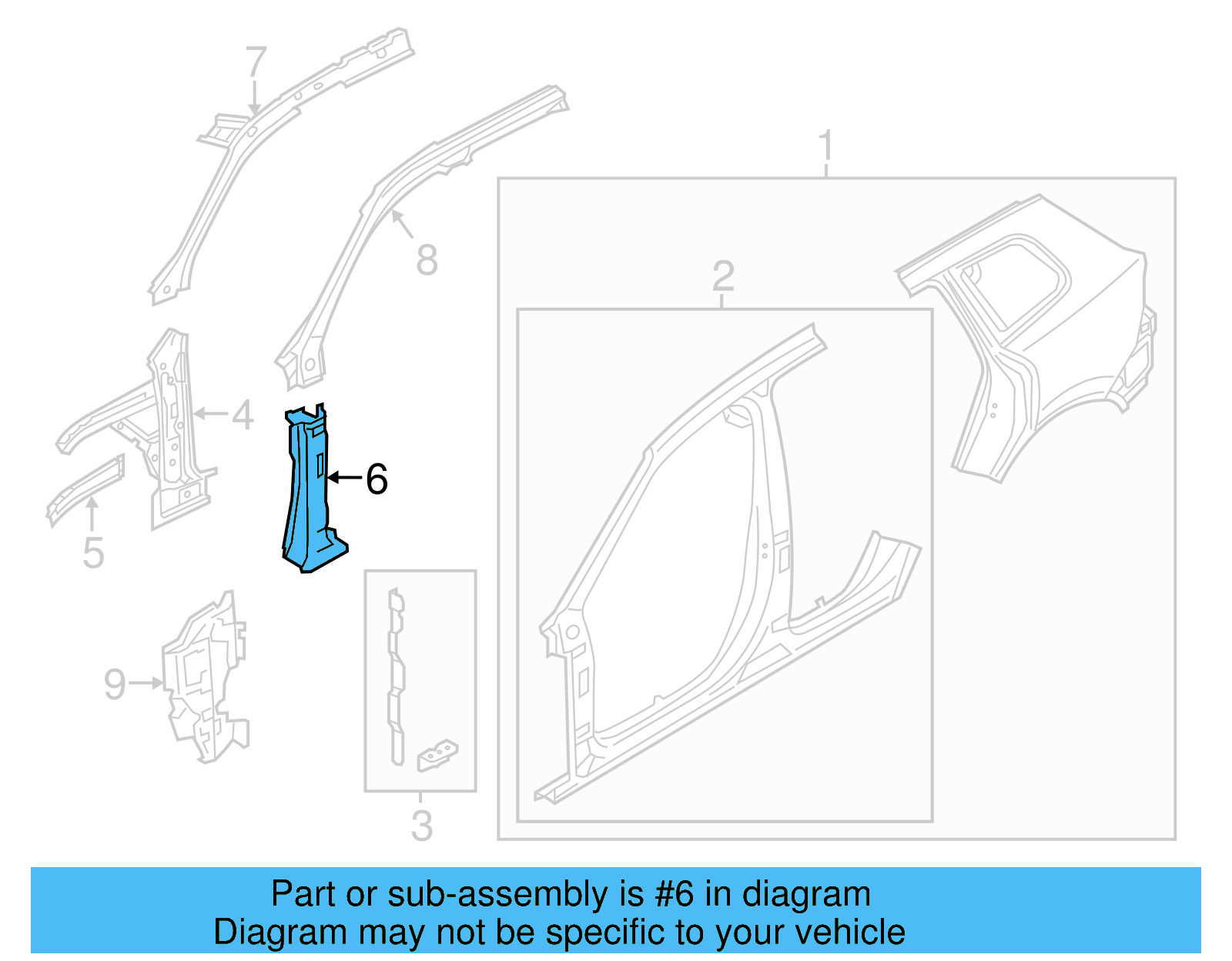 Hinge Pillar Reinforced 7P0-809-204 - View 12