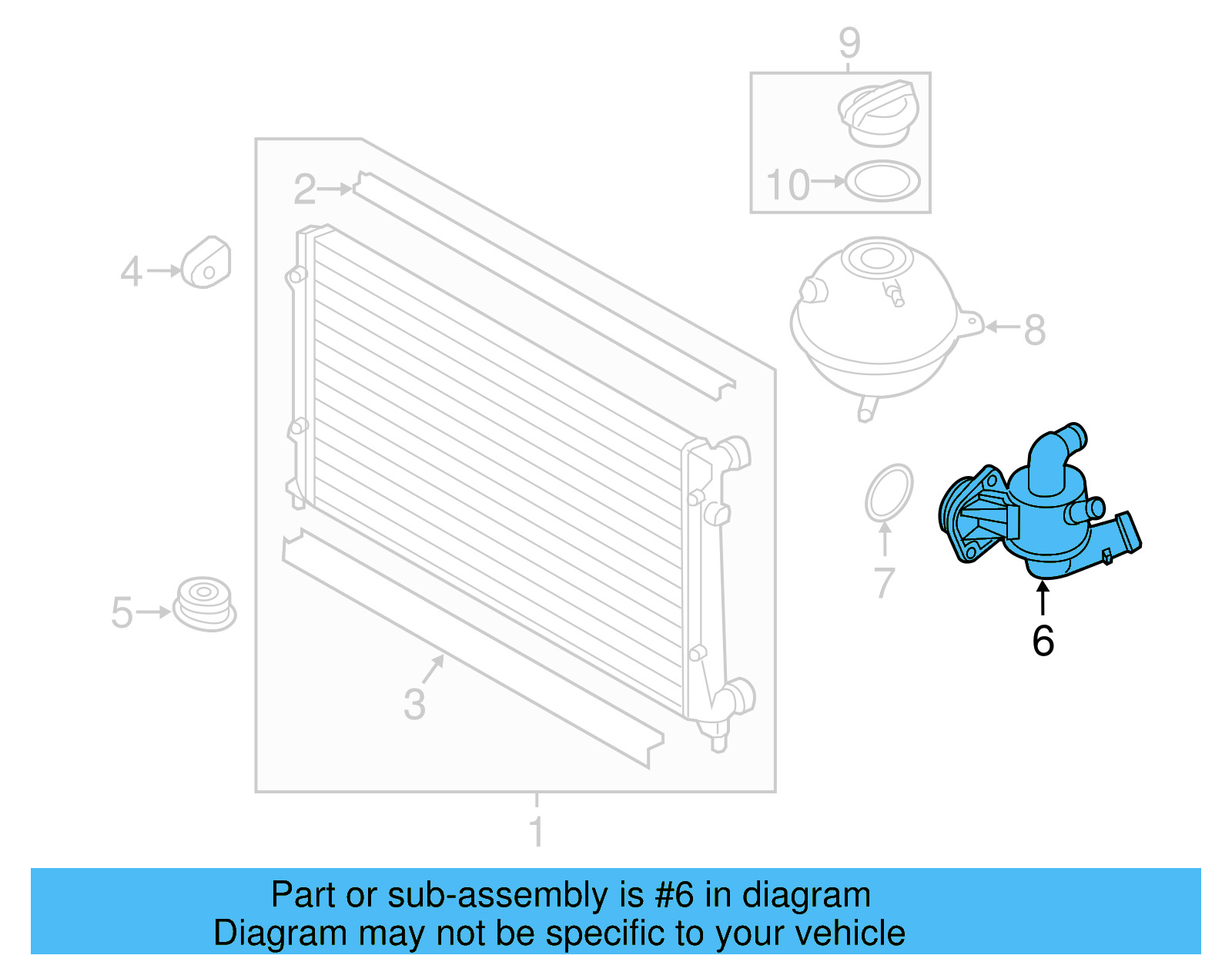 Thermostat Housing 06F-121-111-H - View 6