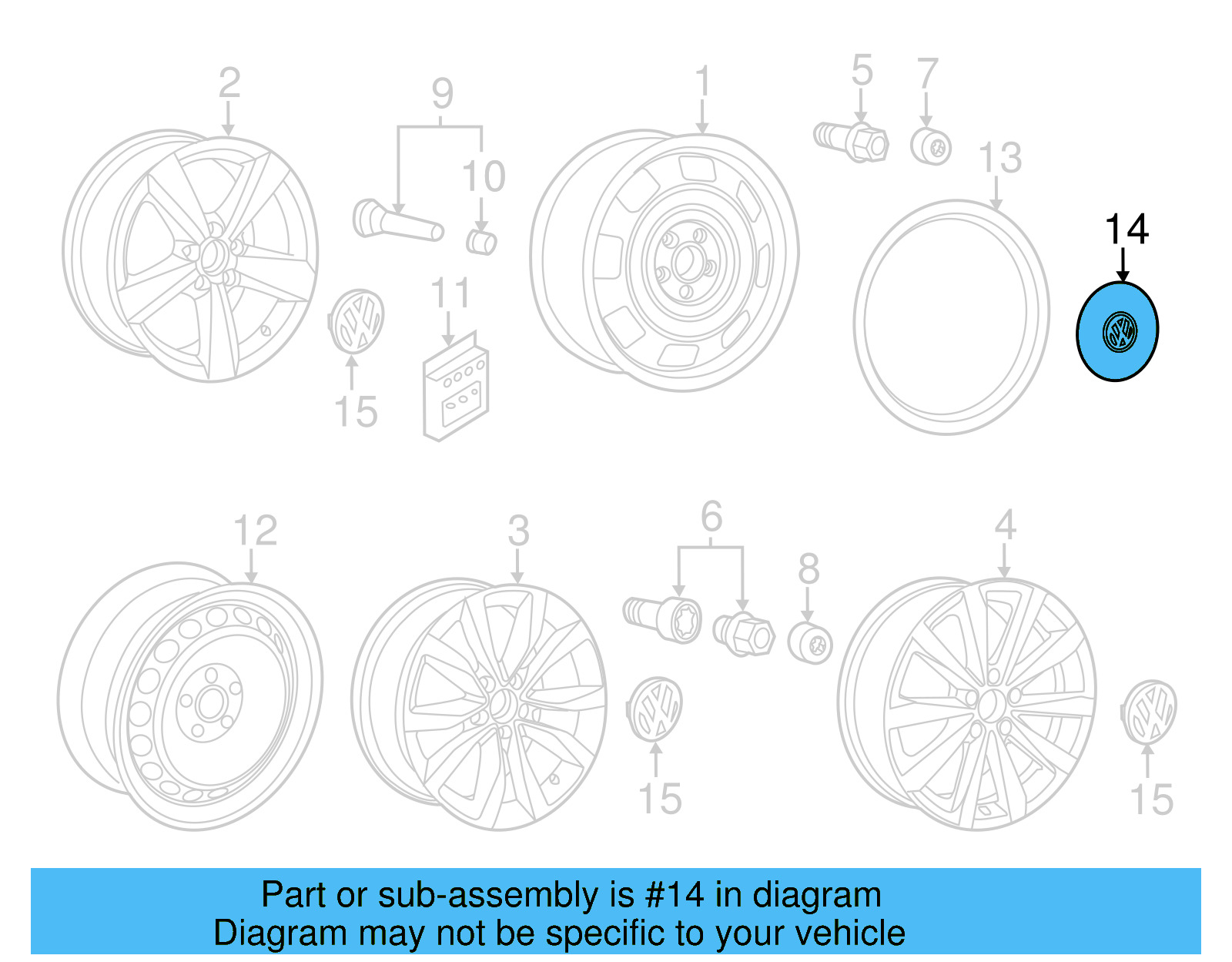 Heritage Wheel Center Cap 5C0-601-149-D-QZQ - View 9