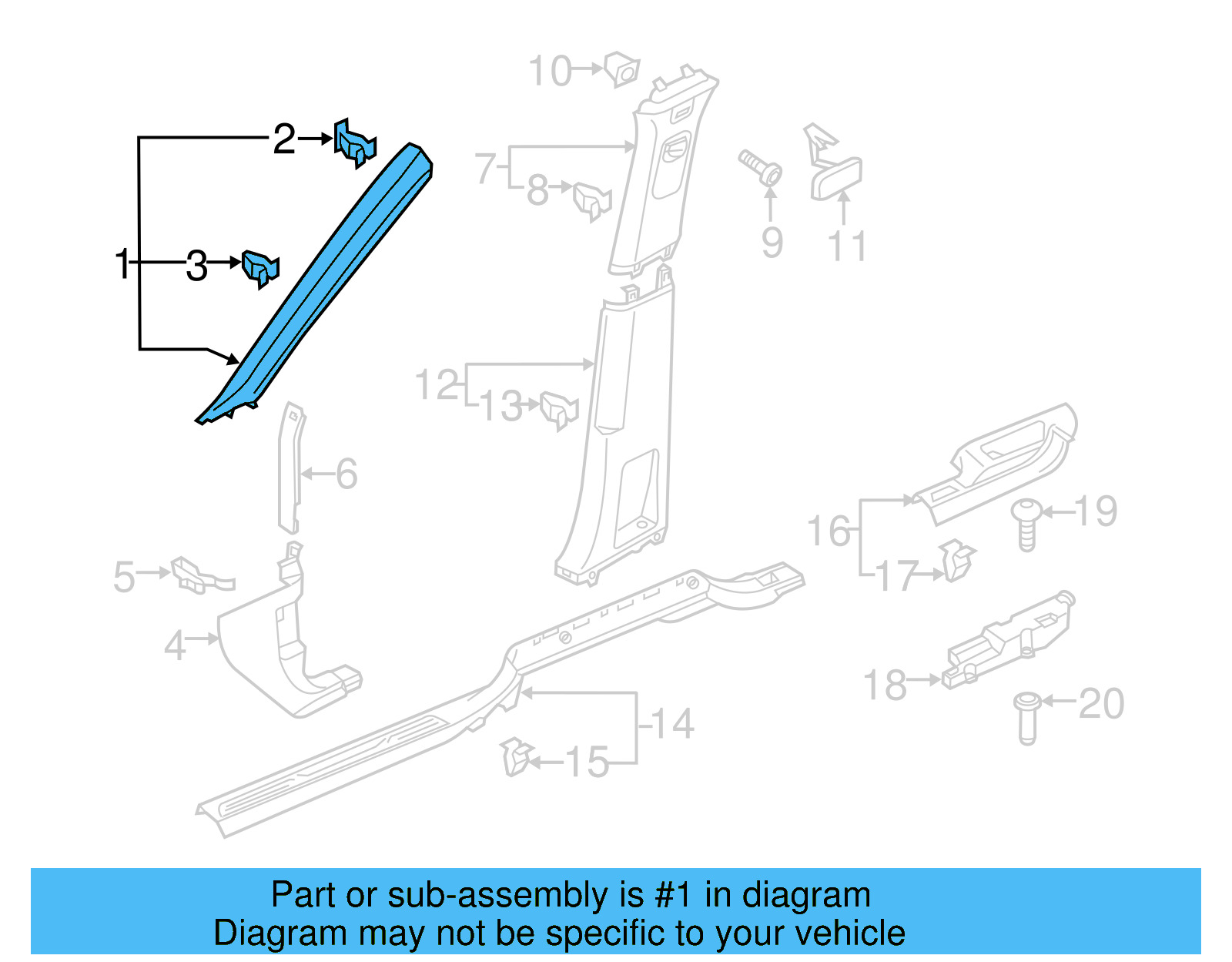 Windshield Pillar Trim 3CN-867-233-B-ZA2 - View 5