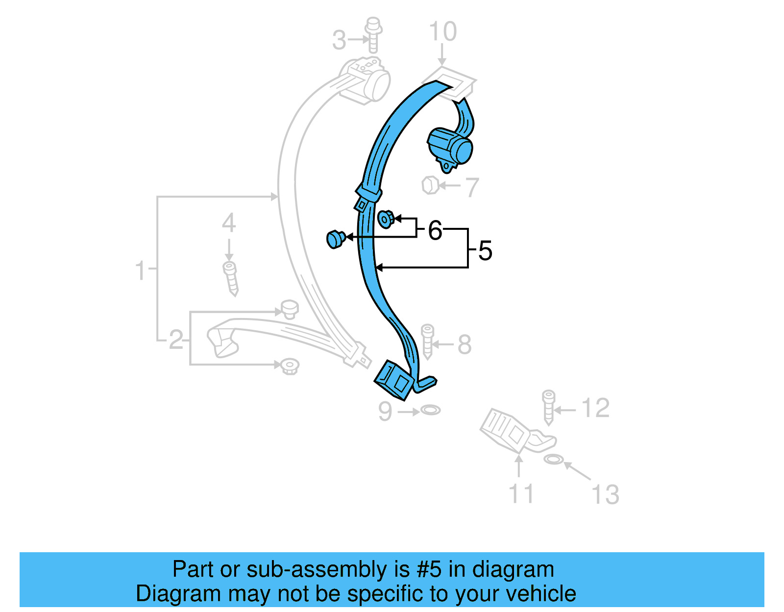 Seat Belt Lap And Shoulder Belt 1K9-857-807-P-RAA - View 9