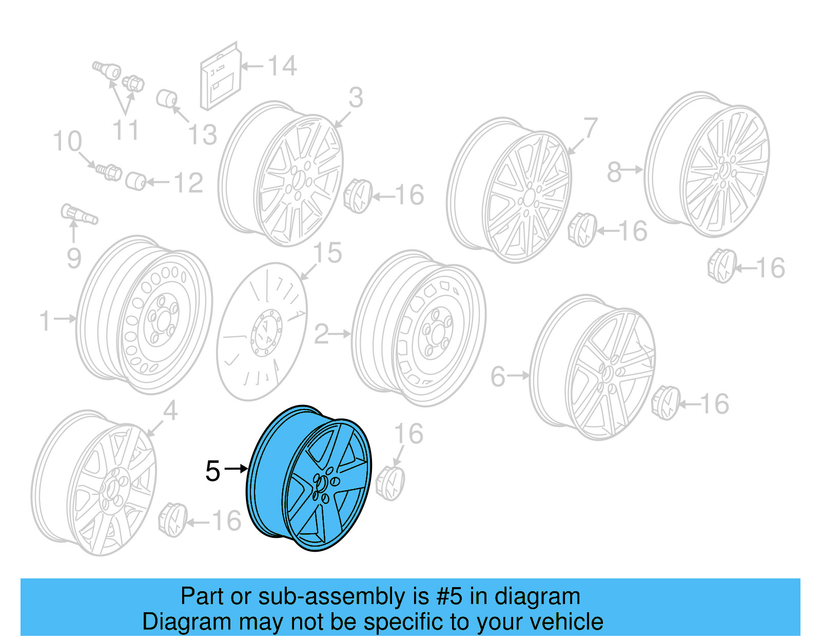 Wheel, Alloy 3C0-601-025-E-88Z - View 11