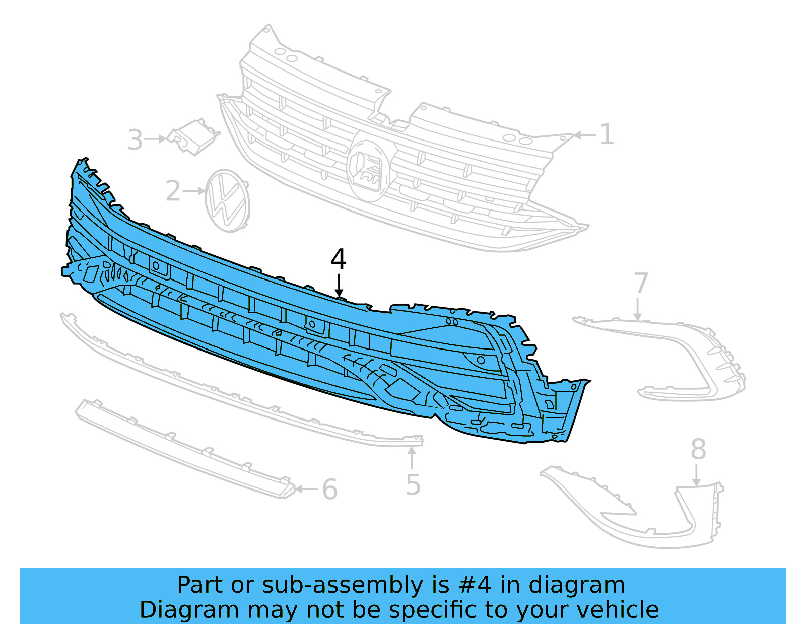 Lower Grille 5NN-853-671-K-041 - View 6