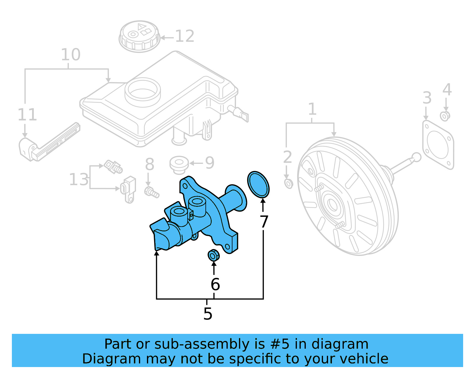 Master Cylinder 5QM-614-019-C - View 3