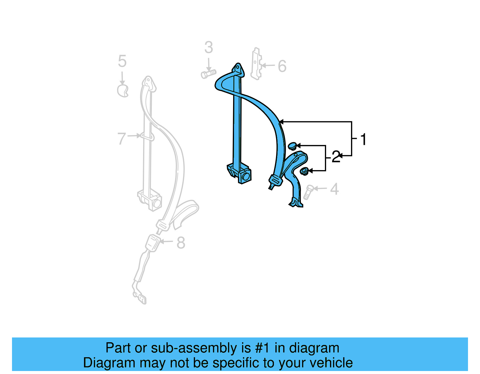 Seat Belt Lap And Shoulder Belt 1J4-857-705-T-HCQ - View 7