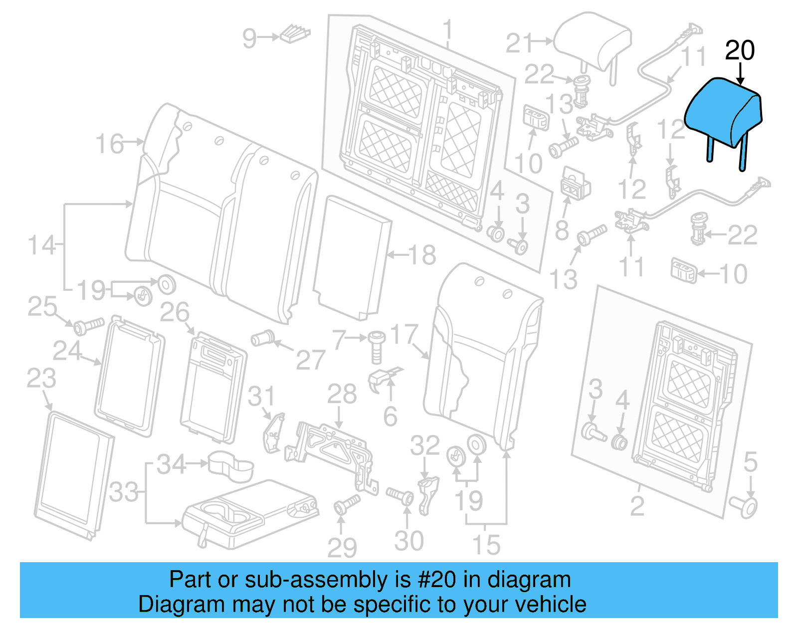 Headrest, Outer 561-885-901-G-K84 - View 7