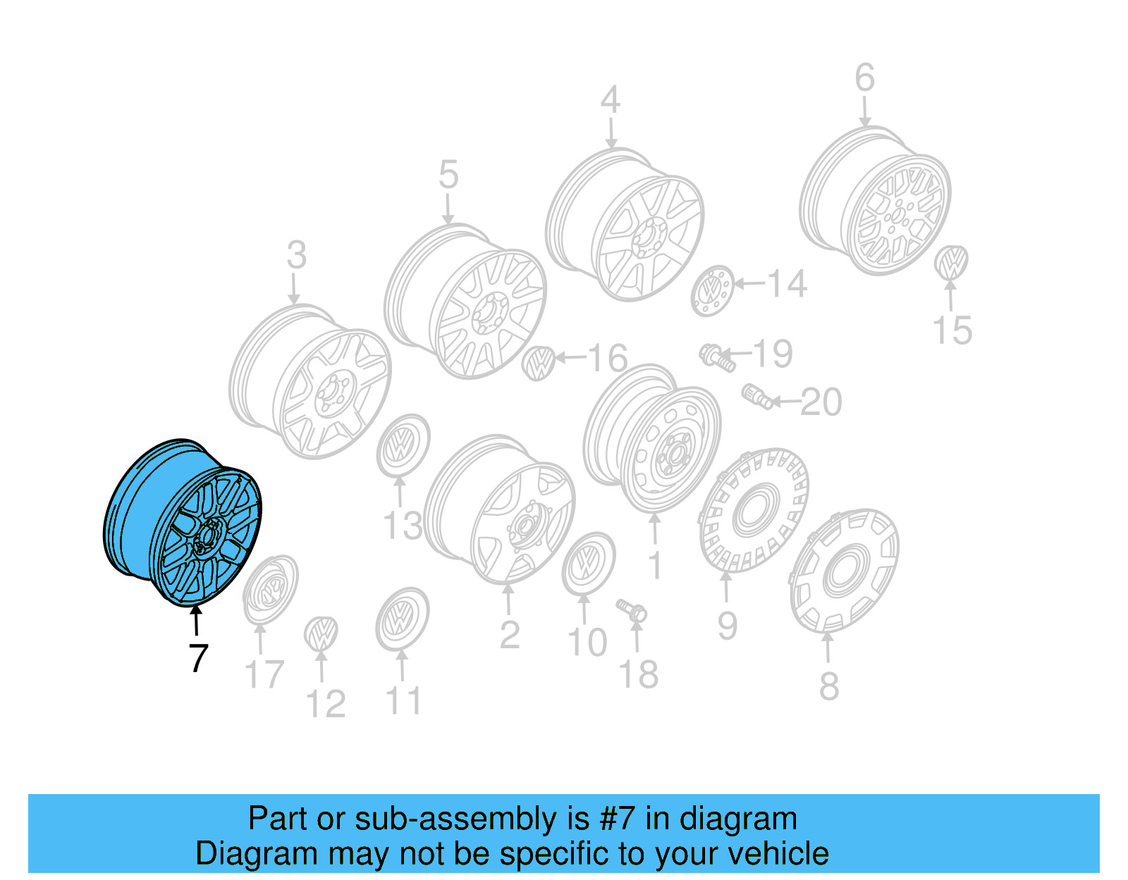 Wheel, Alloy 1J0-601-025-AM-88Z - View 17