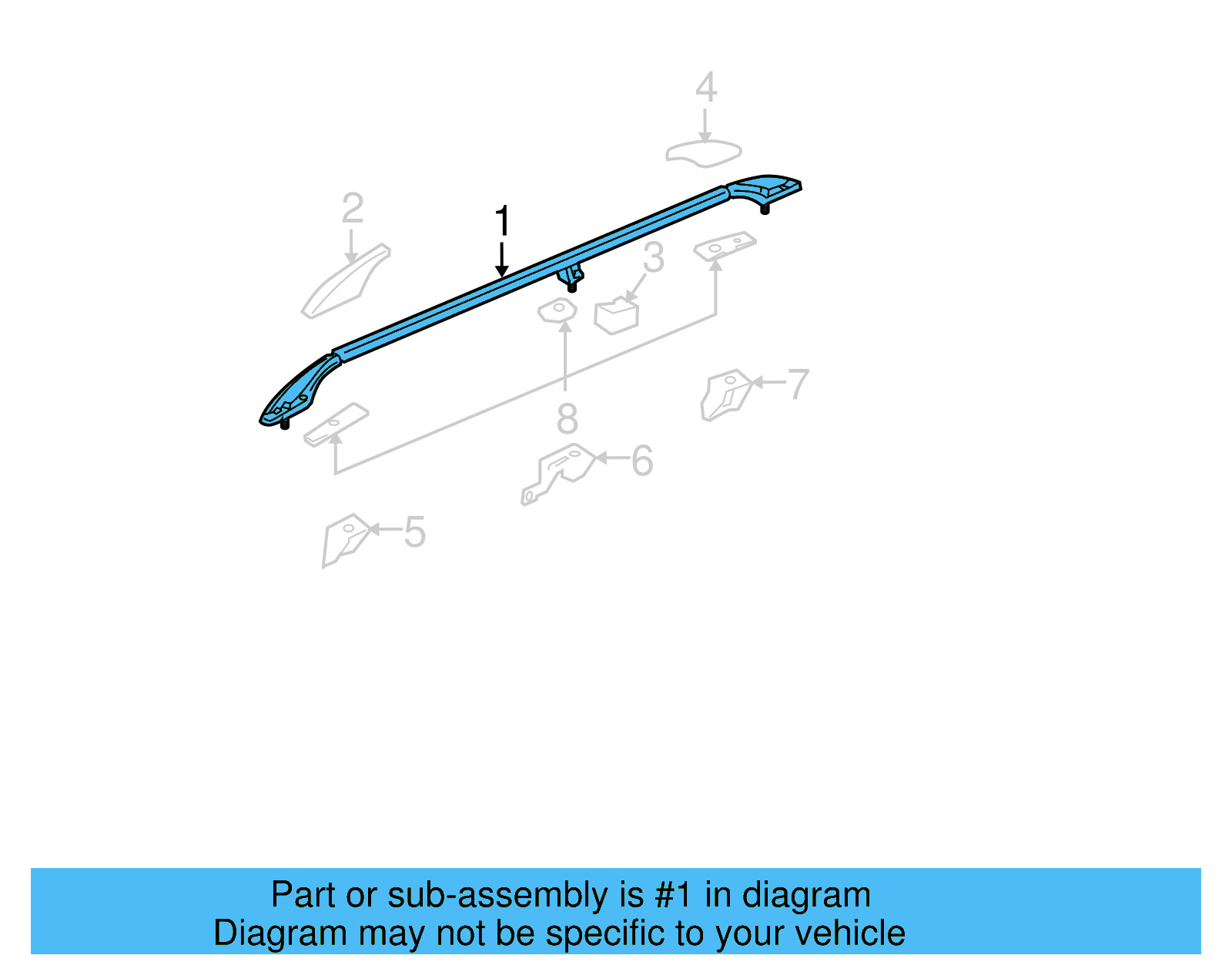 Roof Luggage Carrier Side Rail 3C9-860-025-B-03C - View 5