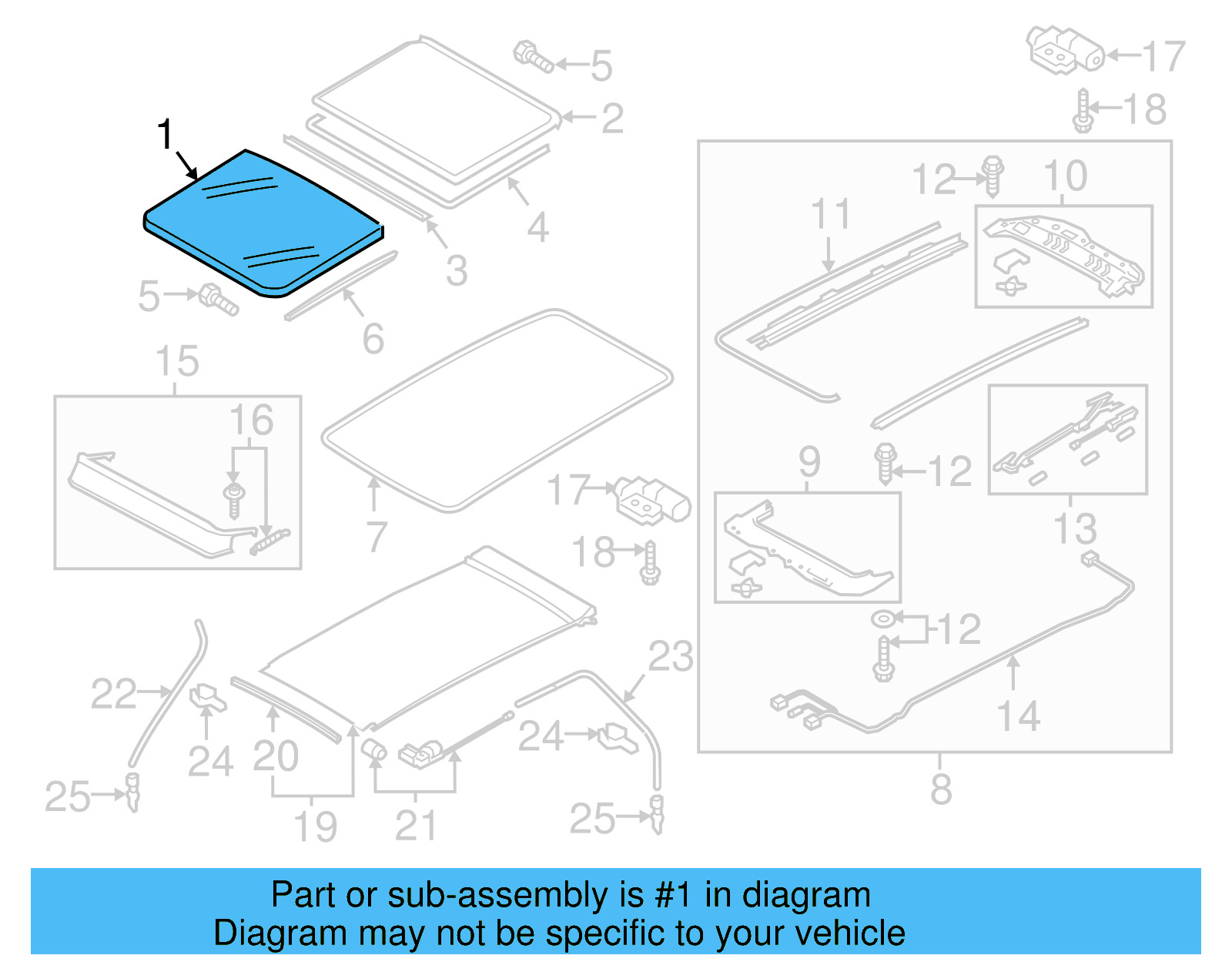 Sunroof Glass 5G9-877-055-9B9 - View 3