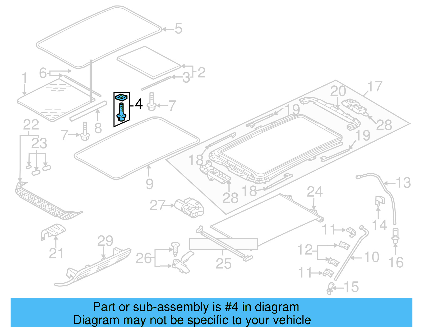 Sunroof Glass Hardware Kit 5N0-898-057 - View 11