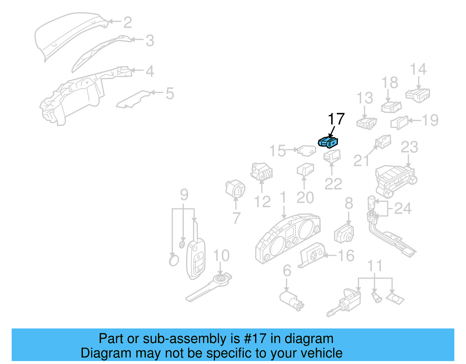 Parking Aid Switch 7L6-919-281-A-3X1 - View 6