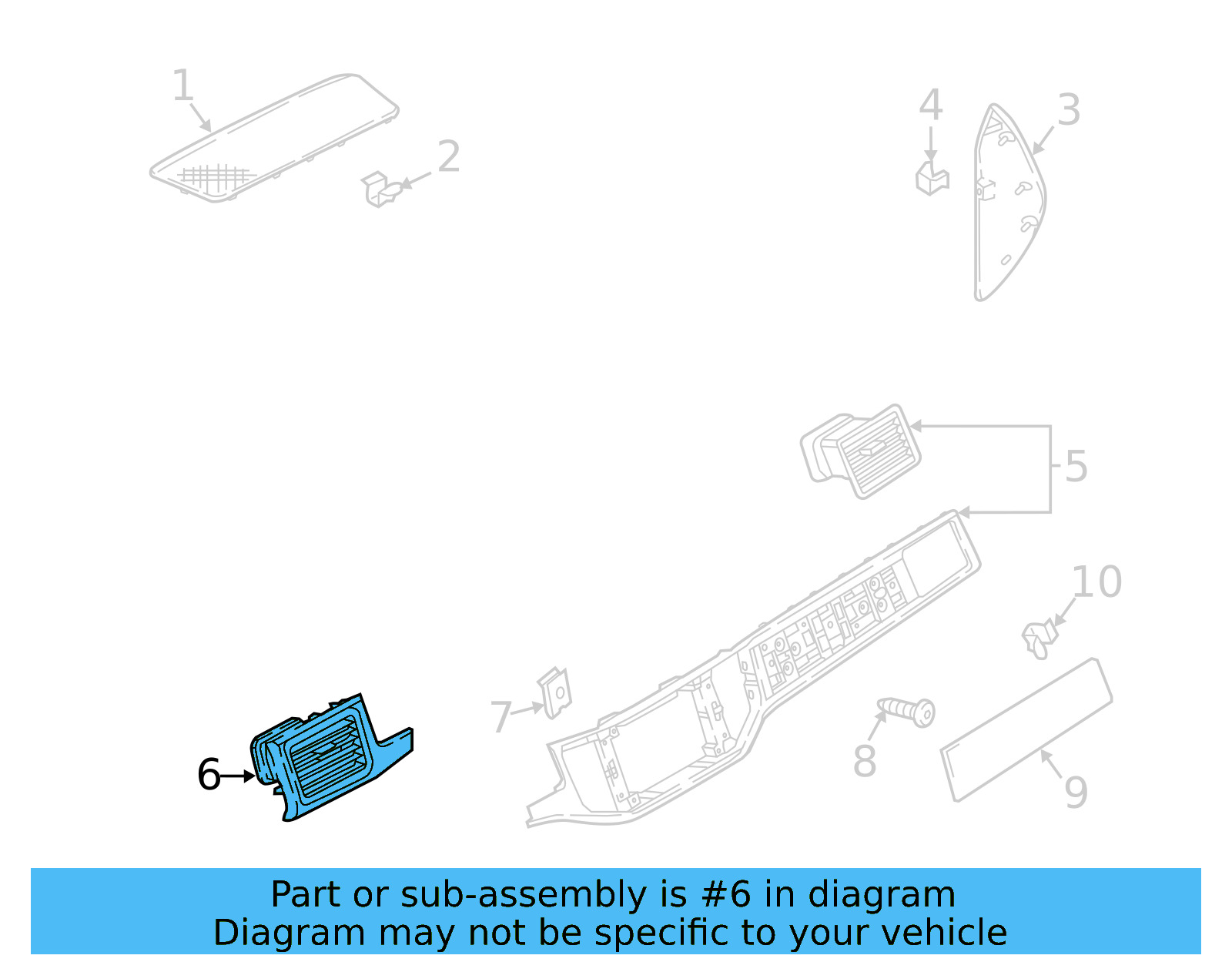 Air Vent Grille 3CN-858-415-H-WBZ - View 26