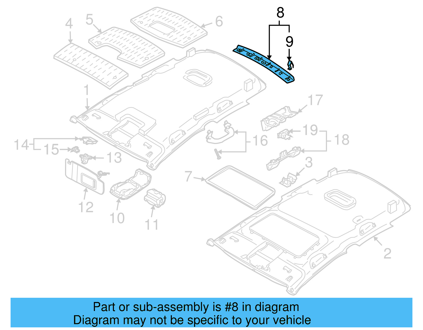 Rear Header Trim 1K6-867-617-D-82V - View 8
