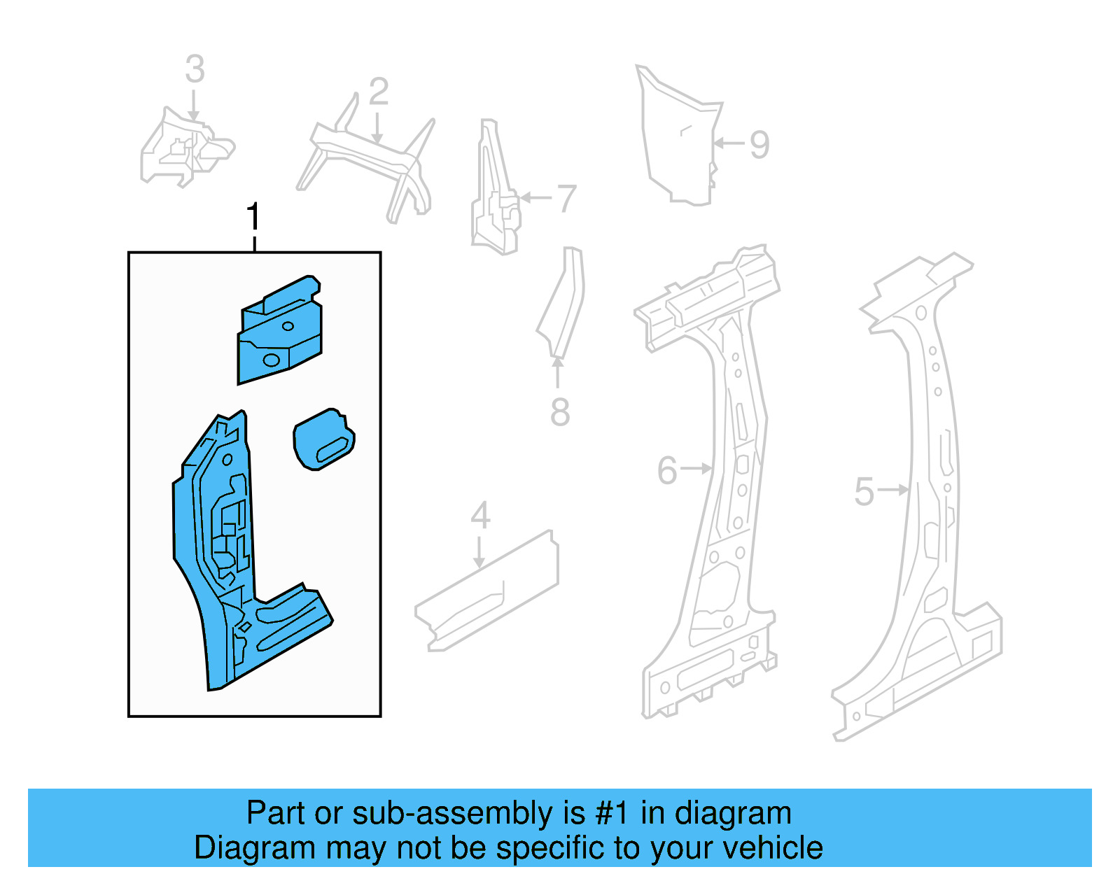Hinge Pillar Reinforced 5C6-809-203-A - View 4