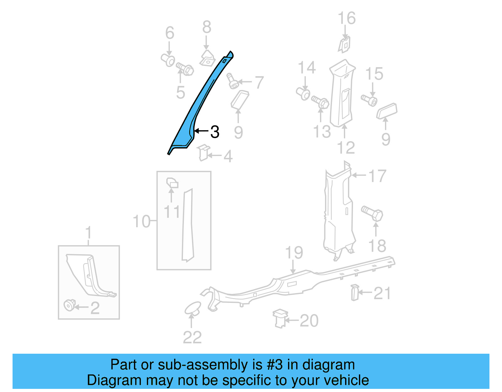 Windshield Pillar Trim 1K5-867-233-G-DD9 - View 5