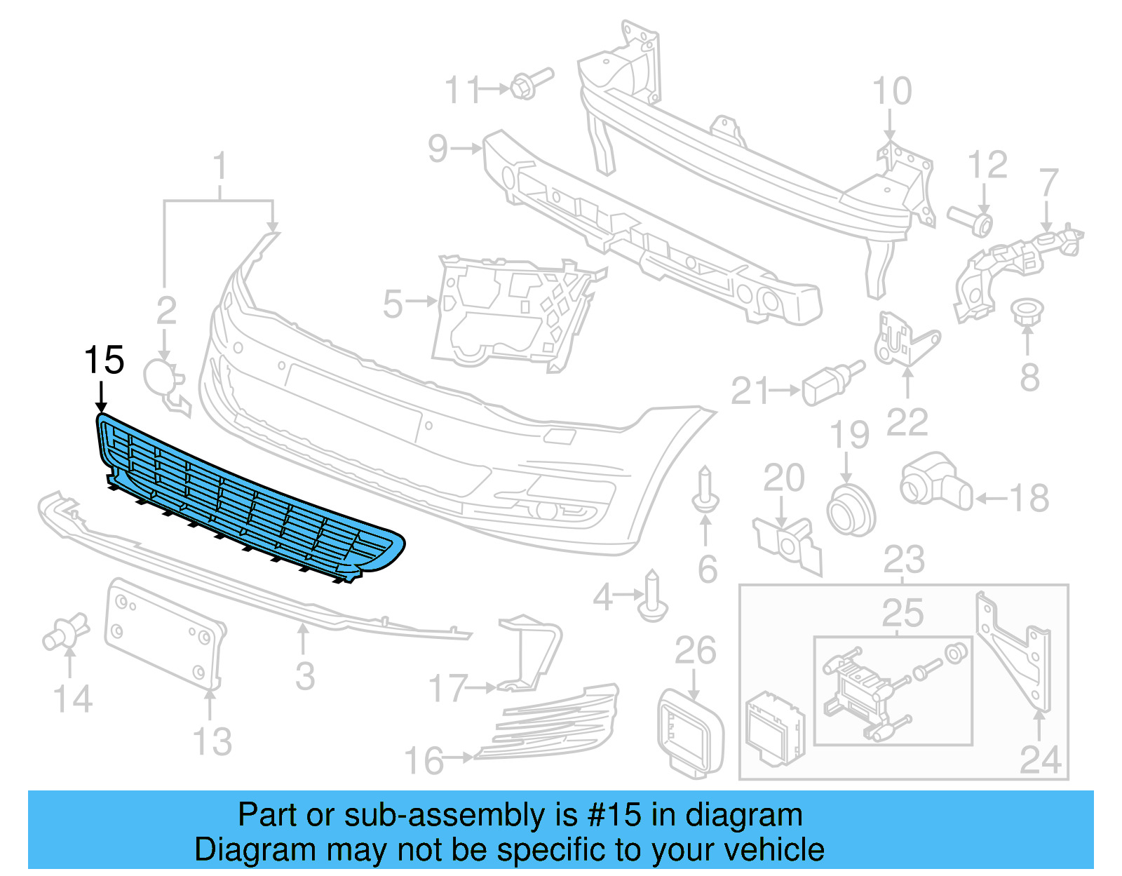 Center Grille 5G0-853-677-D-9B9 - View 3