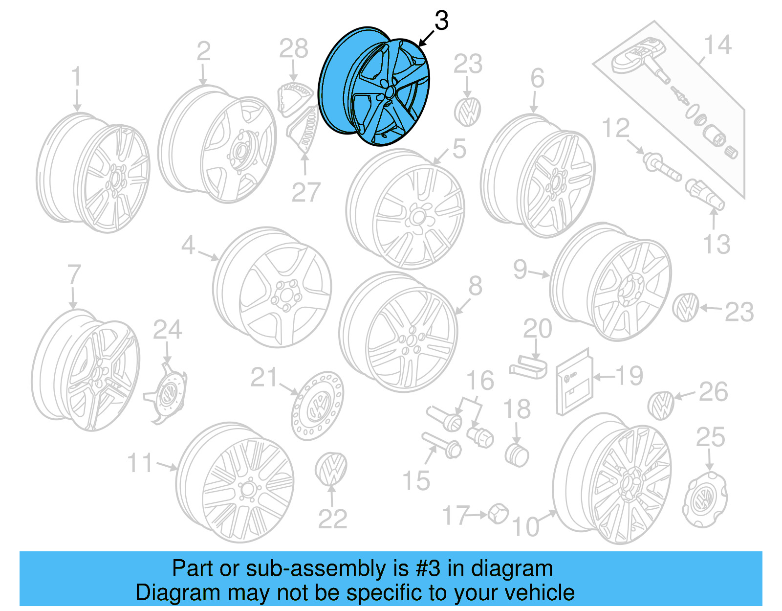 Wheel, Alloy 1C0-601-025-BA-8Z8 - View 17