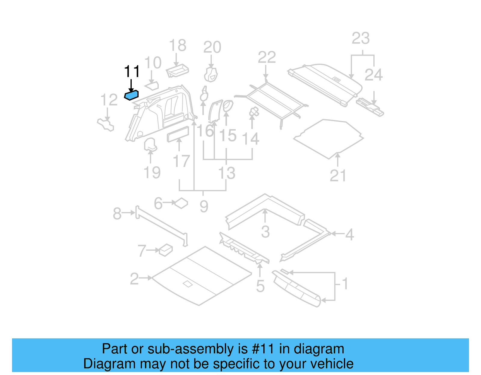 Trunk Side Trim Retainer 3C9-867-289-C - View 8