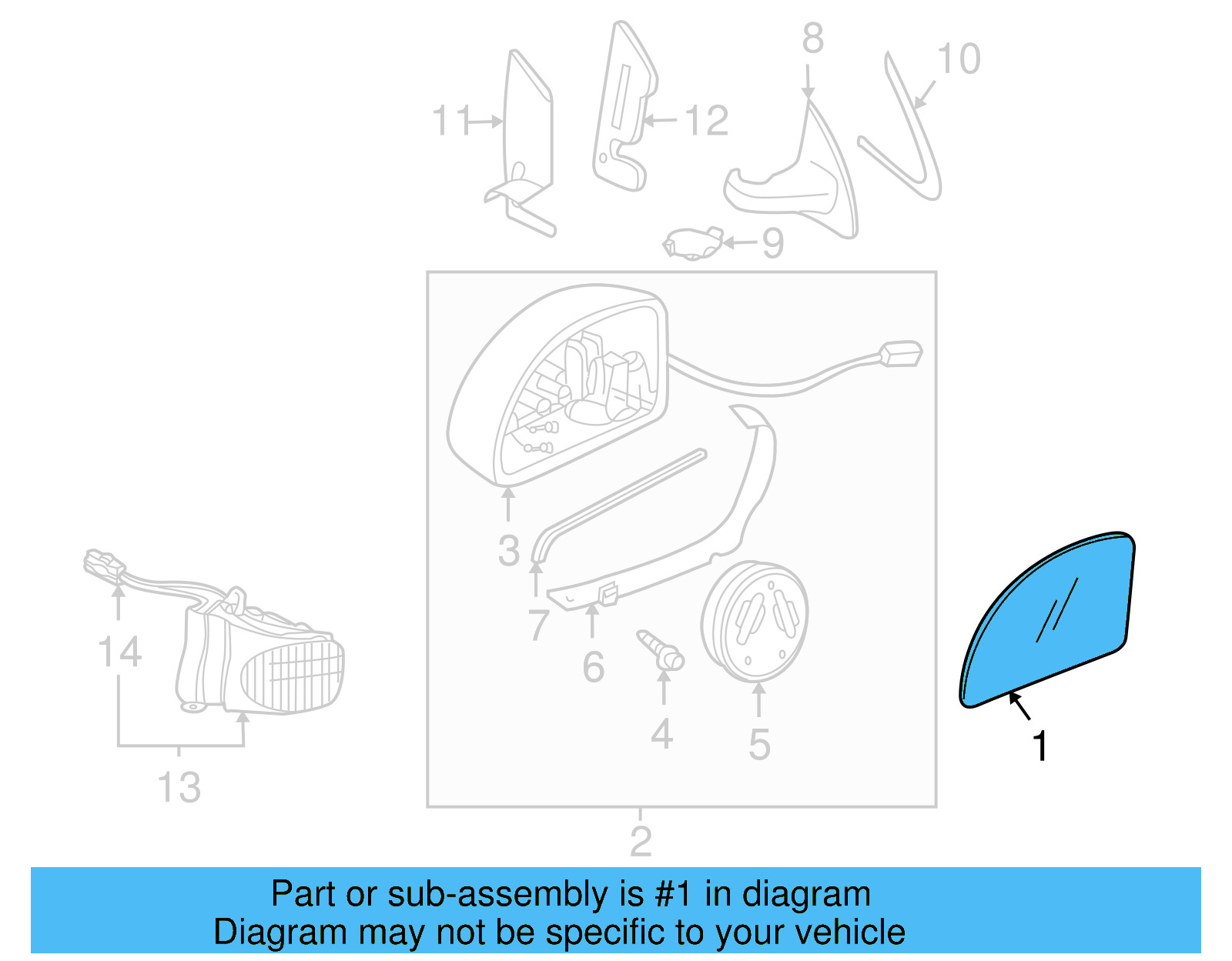 Mirror Glass 1C1-857-521-G - View 13