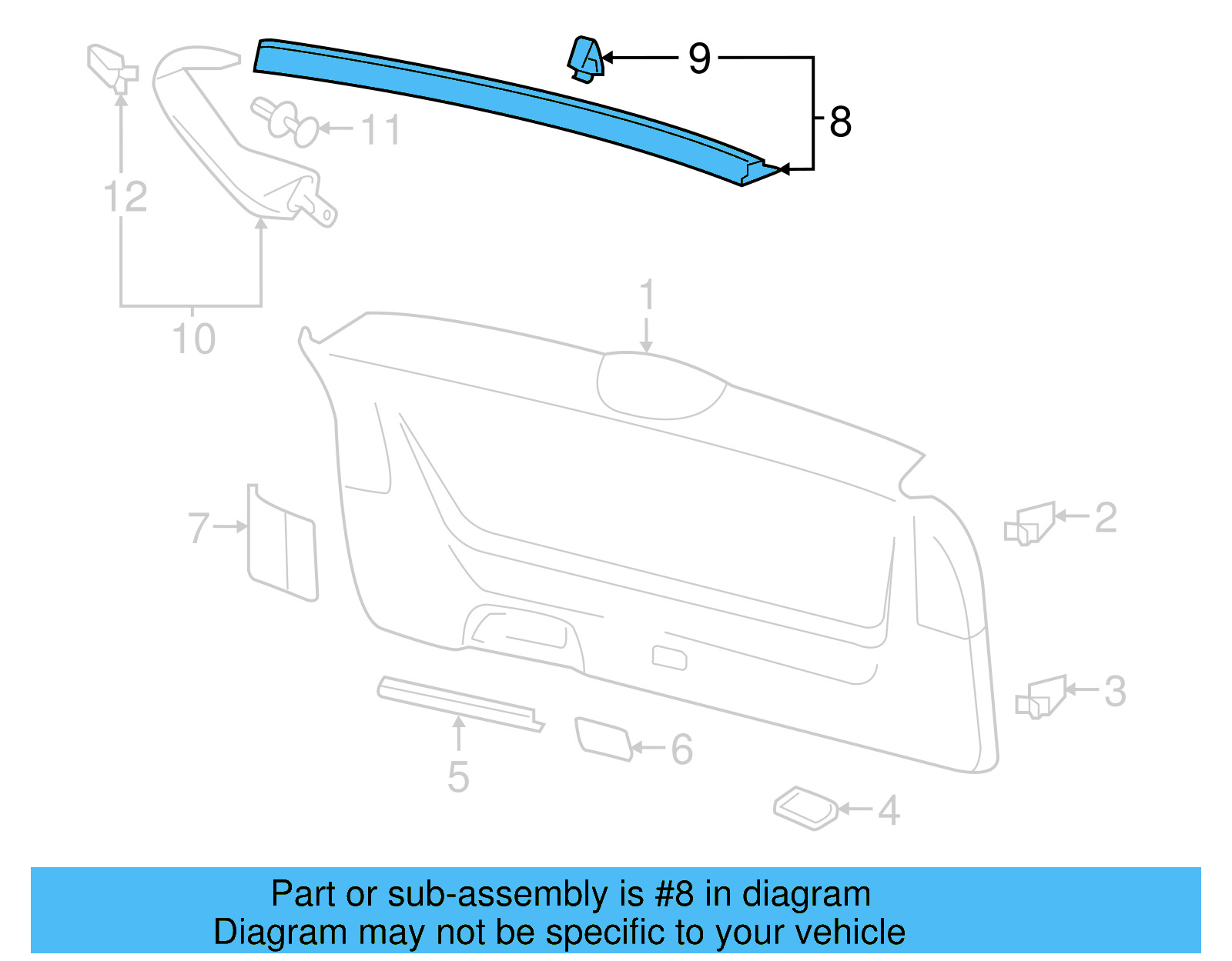 Upper Gate Trim 3CN-867-707-82V - View 3