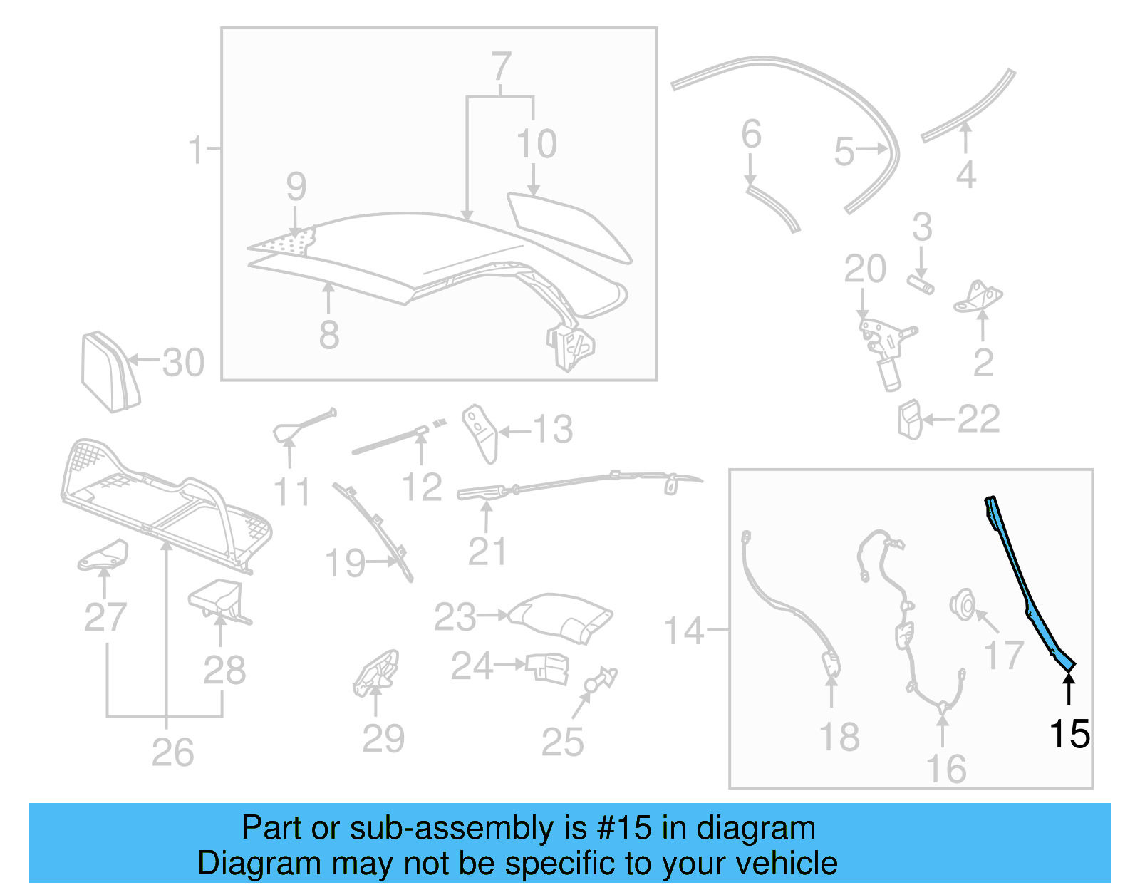 Convertible Top Frame Guide 1Y0-871-371-A - View 8