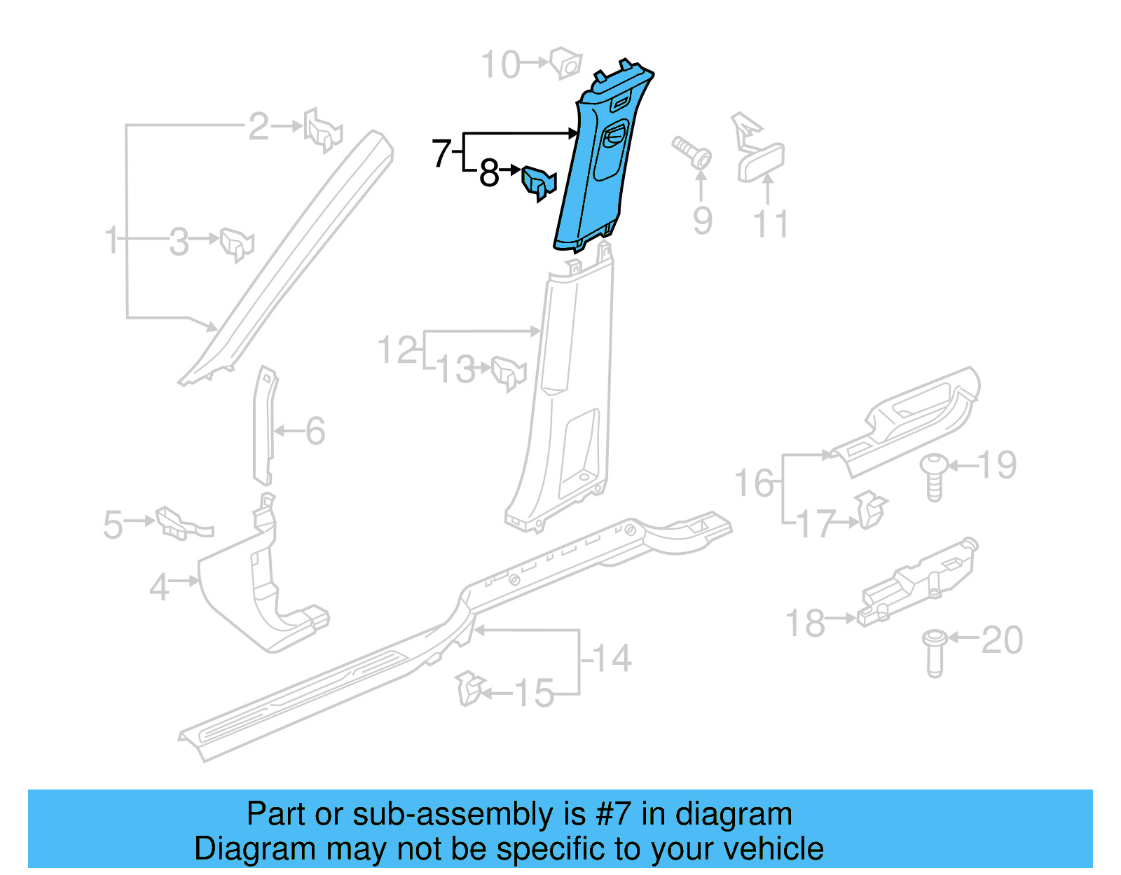 Upper Center Pillar Trim 3CN-867-243-A-ZA2 - View 7