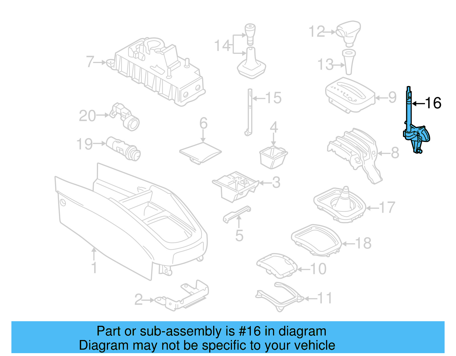 Gear Shift Assembly 1J0-713-123-A - View 7