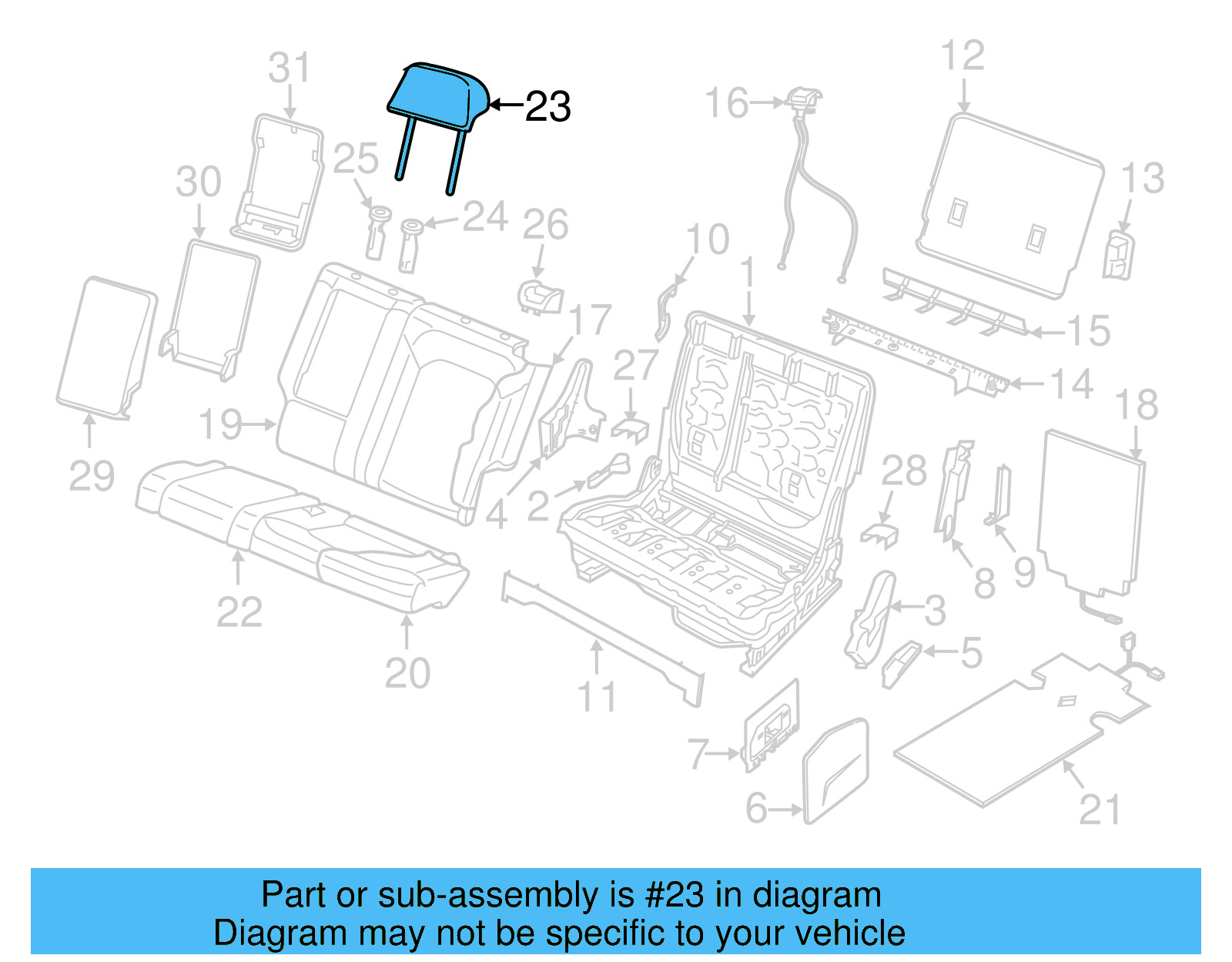 Headrest, Center 3CN-885-900-E-JBX - View 5