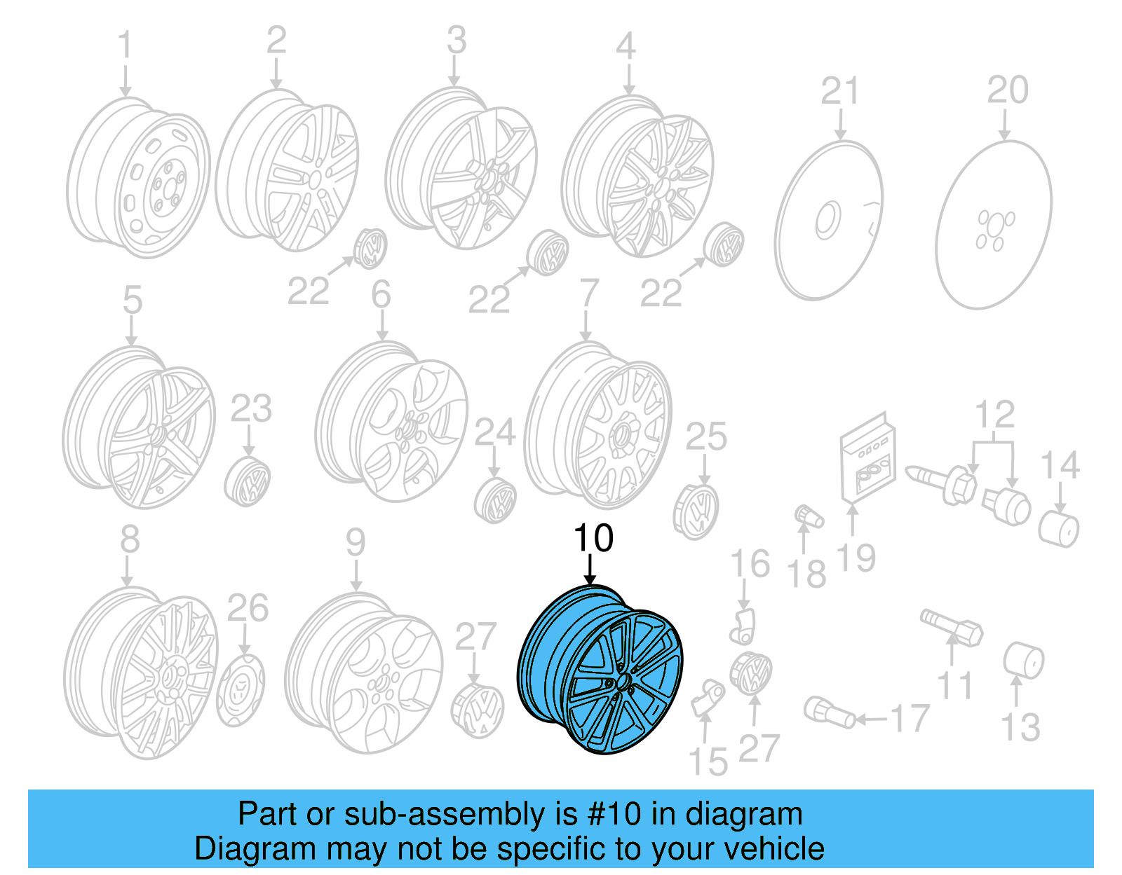 Wheel, Alloy 1K0-601-025-BE-16Z - View 17