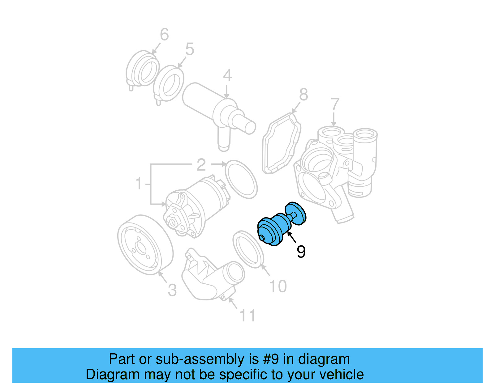 Engine Coolant Thermostat 075-121-113-D - View 13