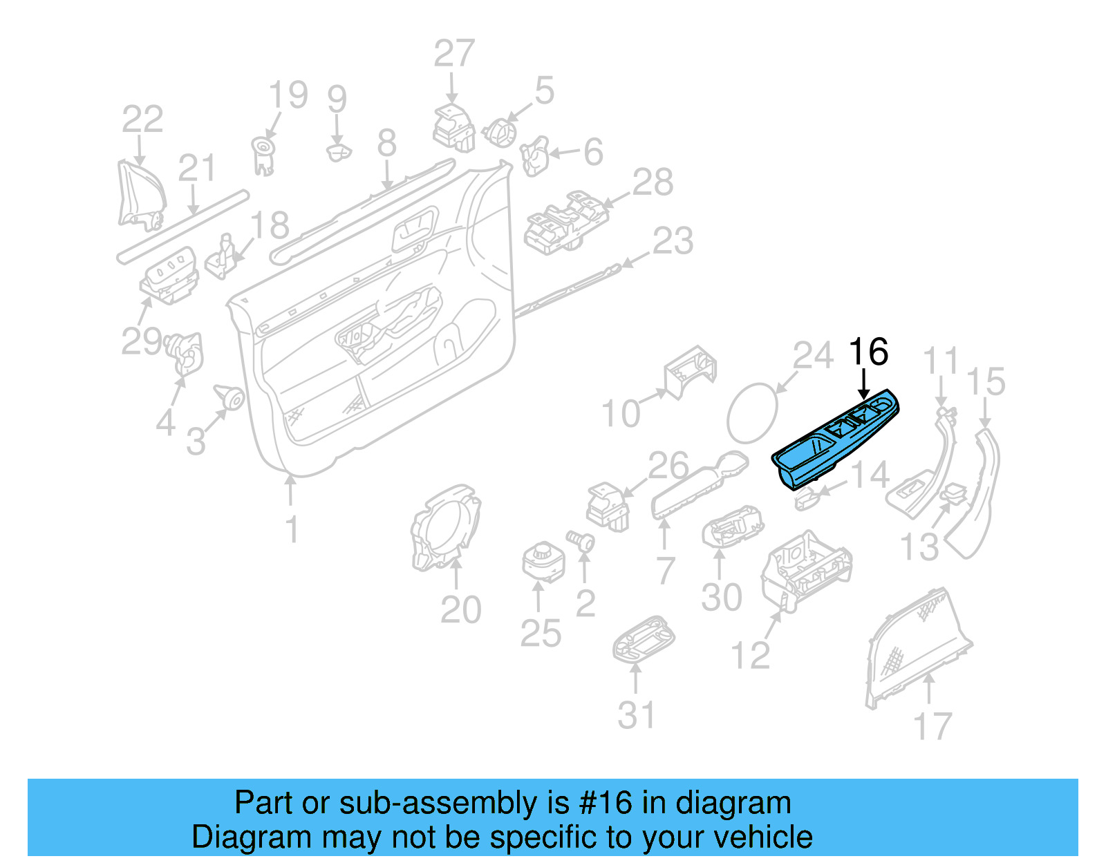 Door Window Switch Bezel 1K4-868-049-C-75R - View 10