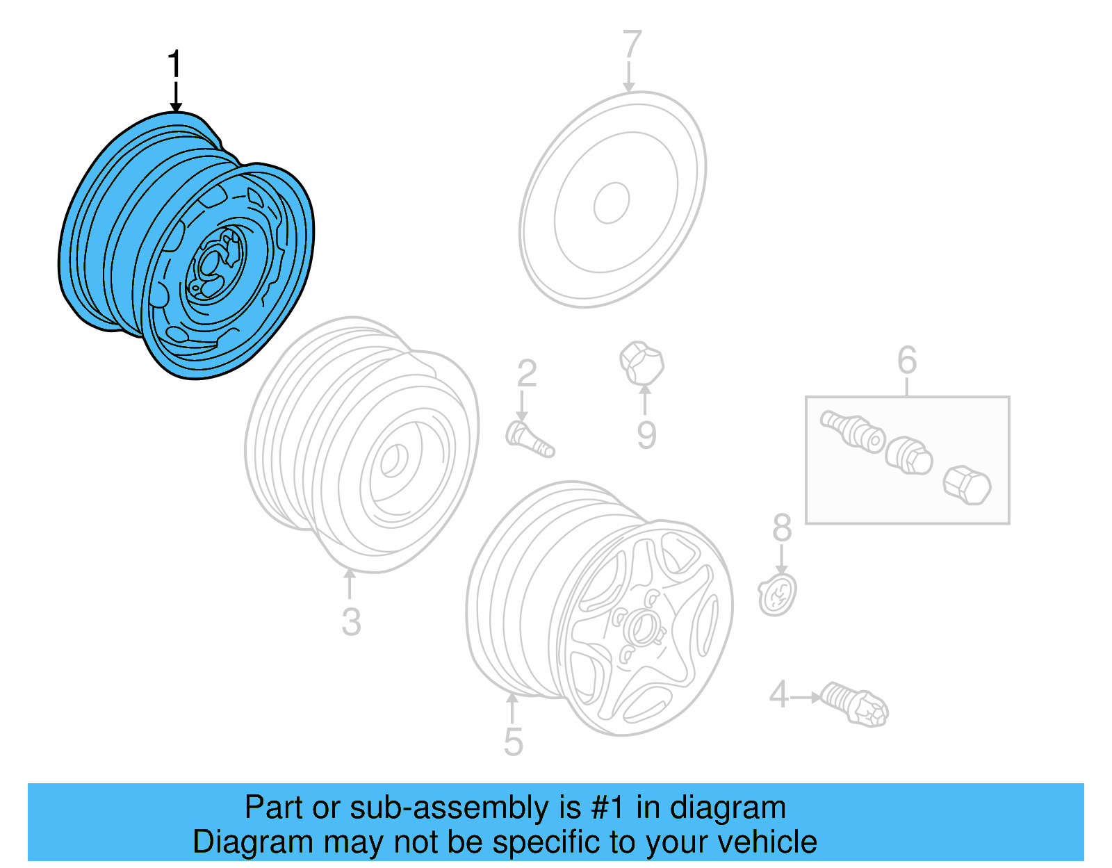 Wheel, Steel 1H0-601-027-A-03C - View 10