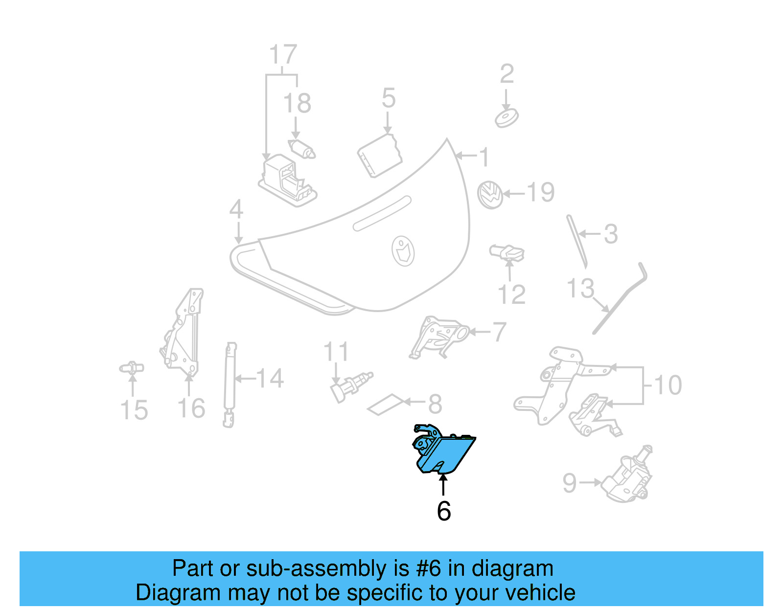 Deck Lid Latch 1Y0-827-505-C-01C - View 5
