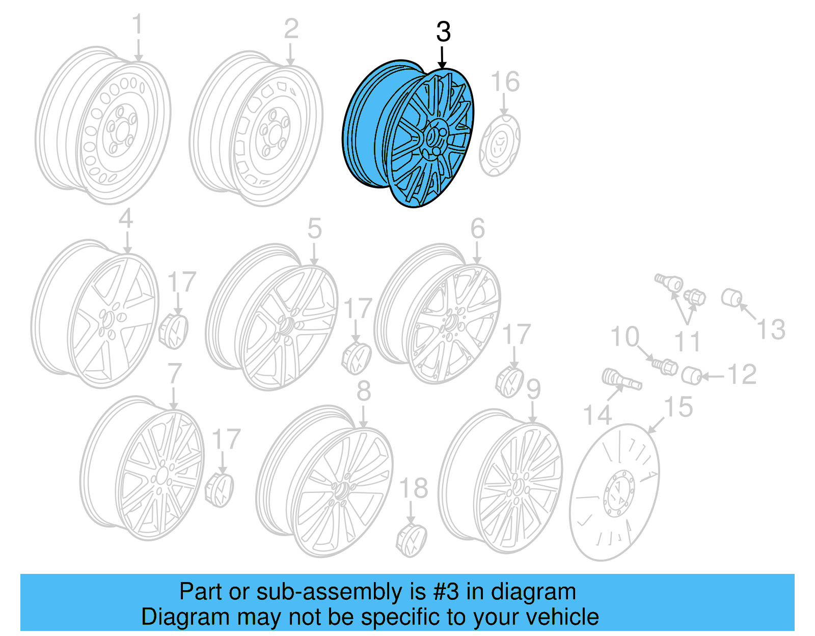 Wheel, Alloy 3C0-601-025-AF-8Z8 - View 8