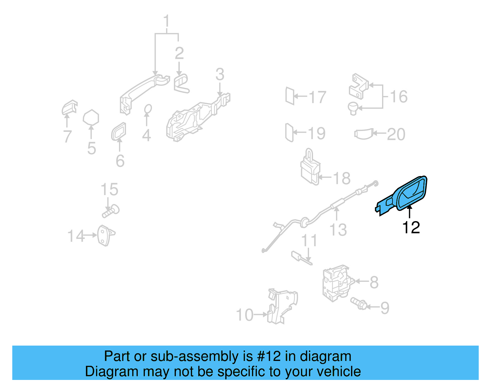 Handle, Inside 1K4-839-113-B-UAQ - View 3